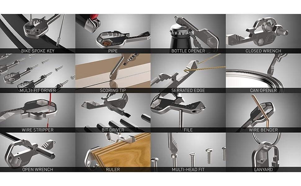 Multi Tool Key 20 In 1 Camping Key Chain Cycling Every Day Carry, pack of 2