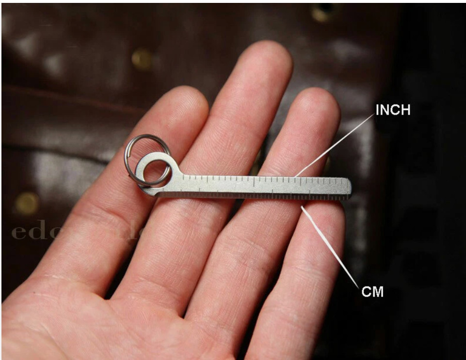 Mini EDC Portable TC4 Titanium Micro Ruler Key Chain Pendant w/ Key Ring M-03R