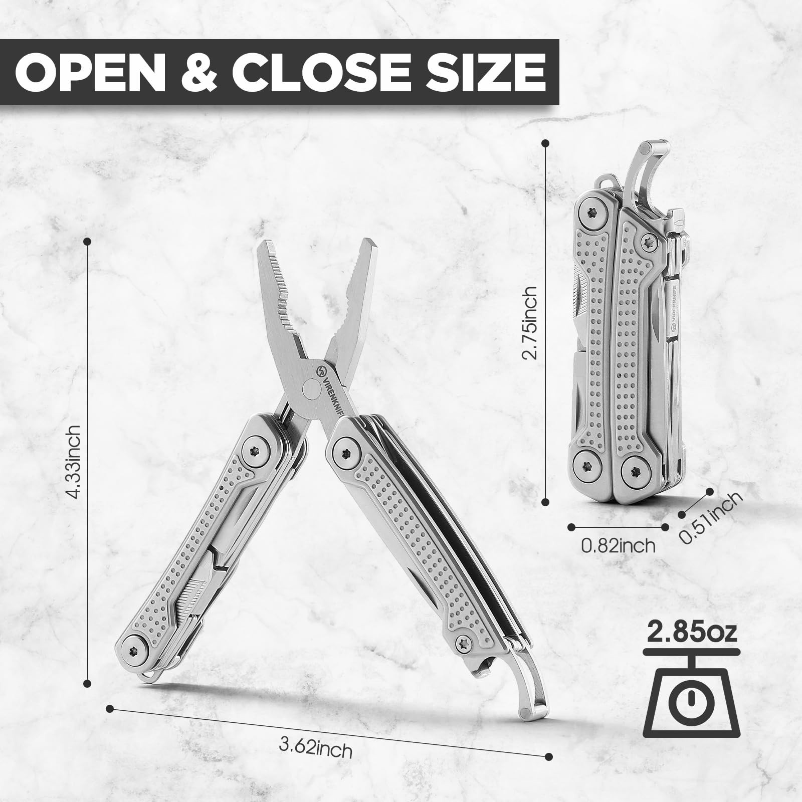 VIRENKNIFE Multitool,11-in-1 Mini EDC Multitool，Gifts for Men,Stainless Steel…