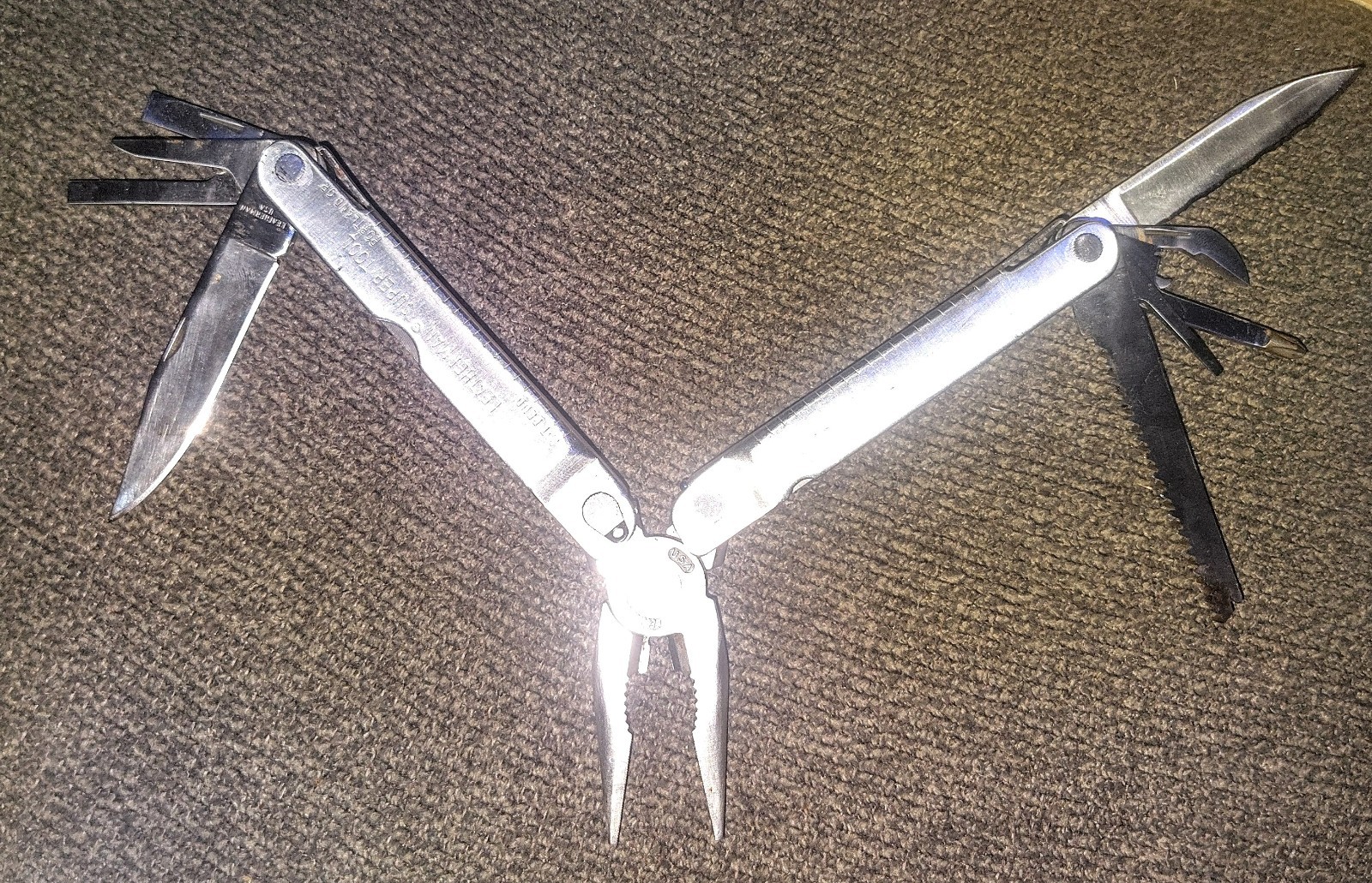 Original Vtg Leatherman Super Tool Pat. Pending w/leather Sheath #0201 CLEAN ++