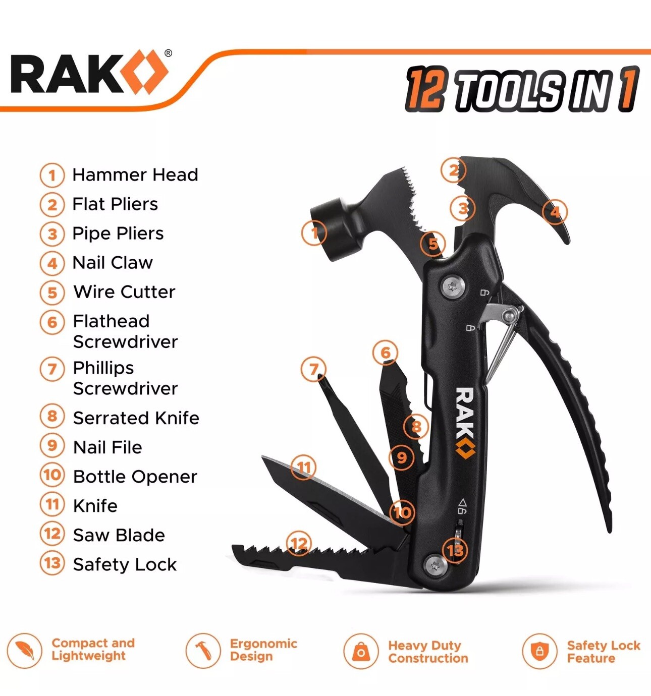 RAK Hammer Multitool BirthdayGifts for Men – Cool Unique Gifts For Men Who Ha…