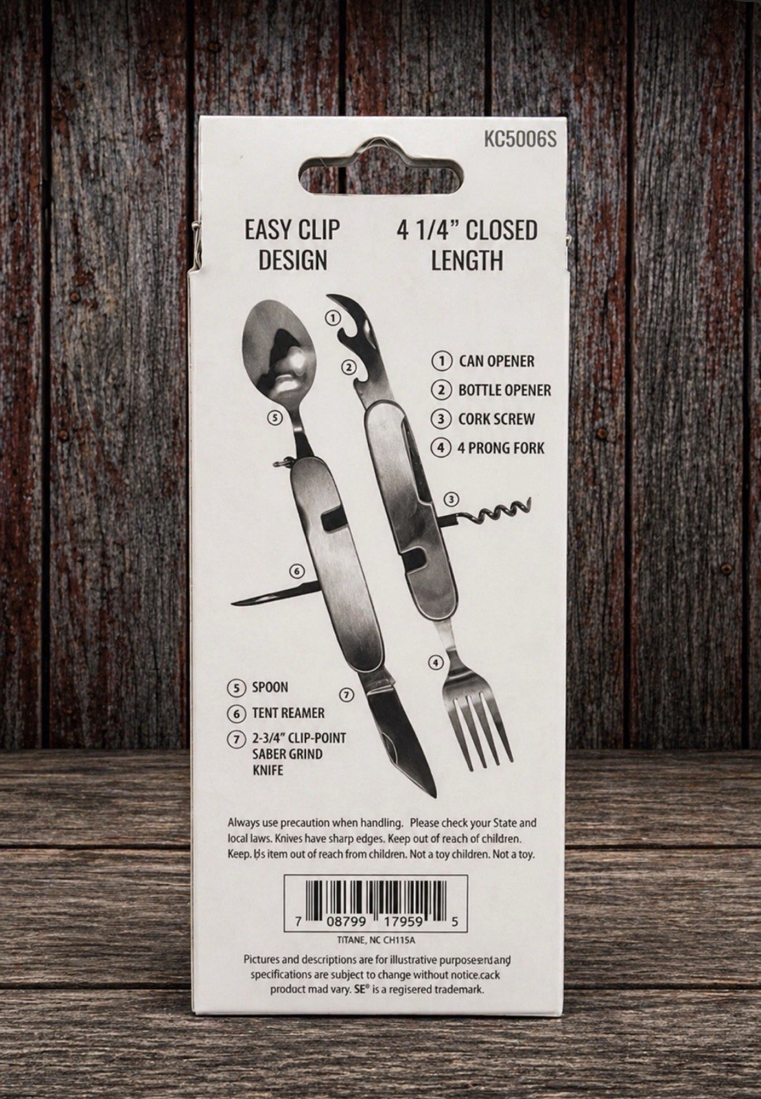SE Survivor Series 7-in-1 Camping Tool KC5006S Multi Tool Utensil Survival Camp