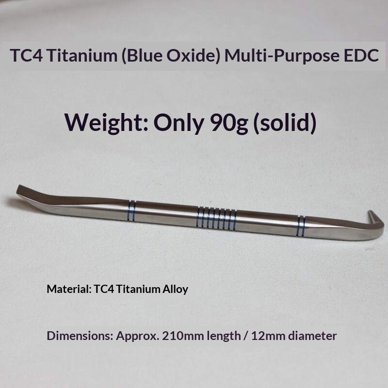 TC4 Titanium Alloy Multi Tool Pry Bar Hook EDC Gear Compact, Diameter12mm