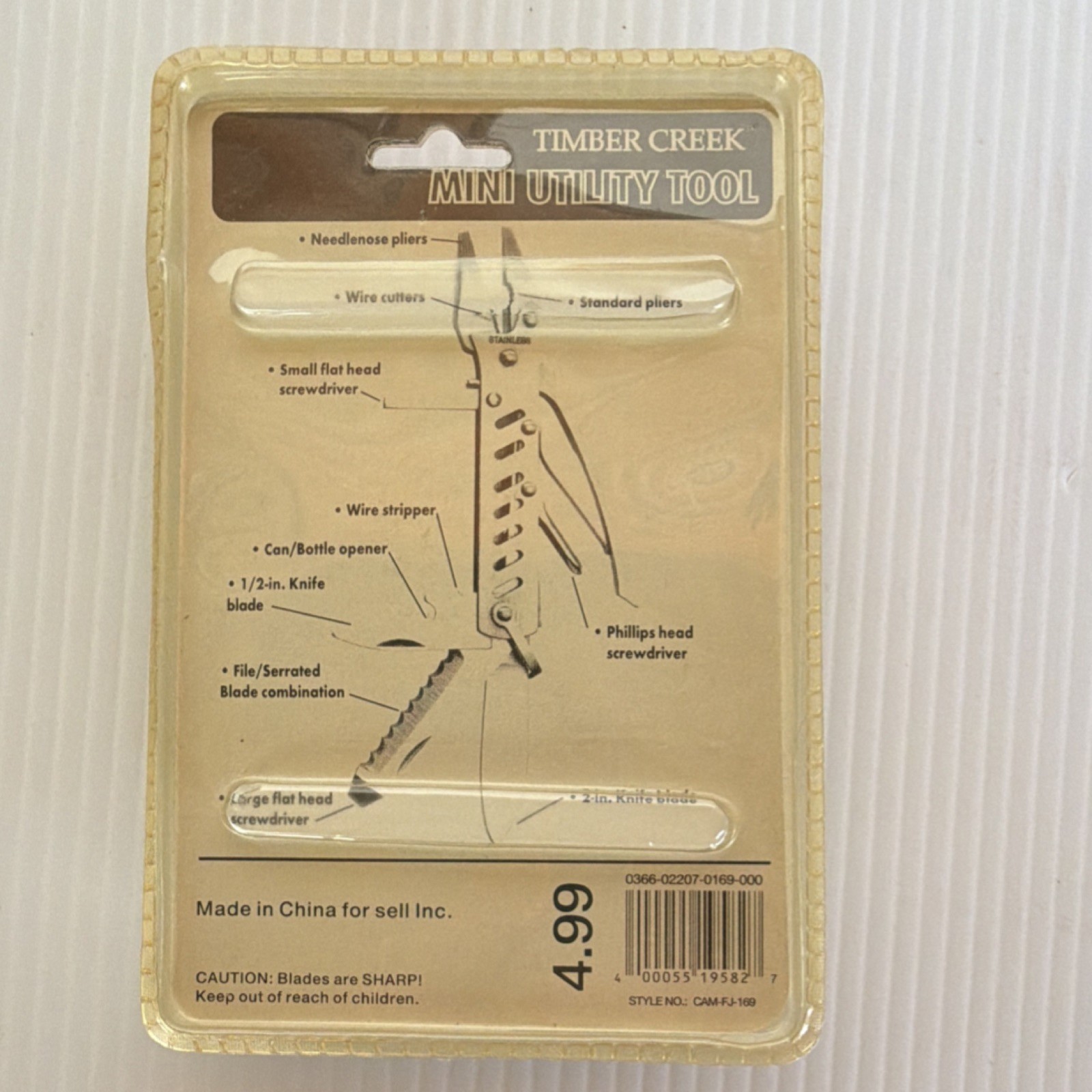 Timber Creek Mini Utility Tool Multi-Tool 11-in-1 Stainless 2in Serrated
