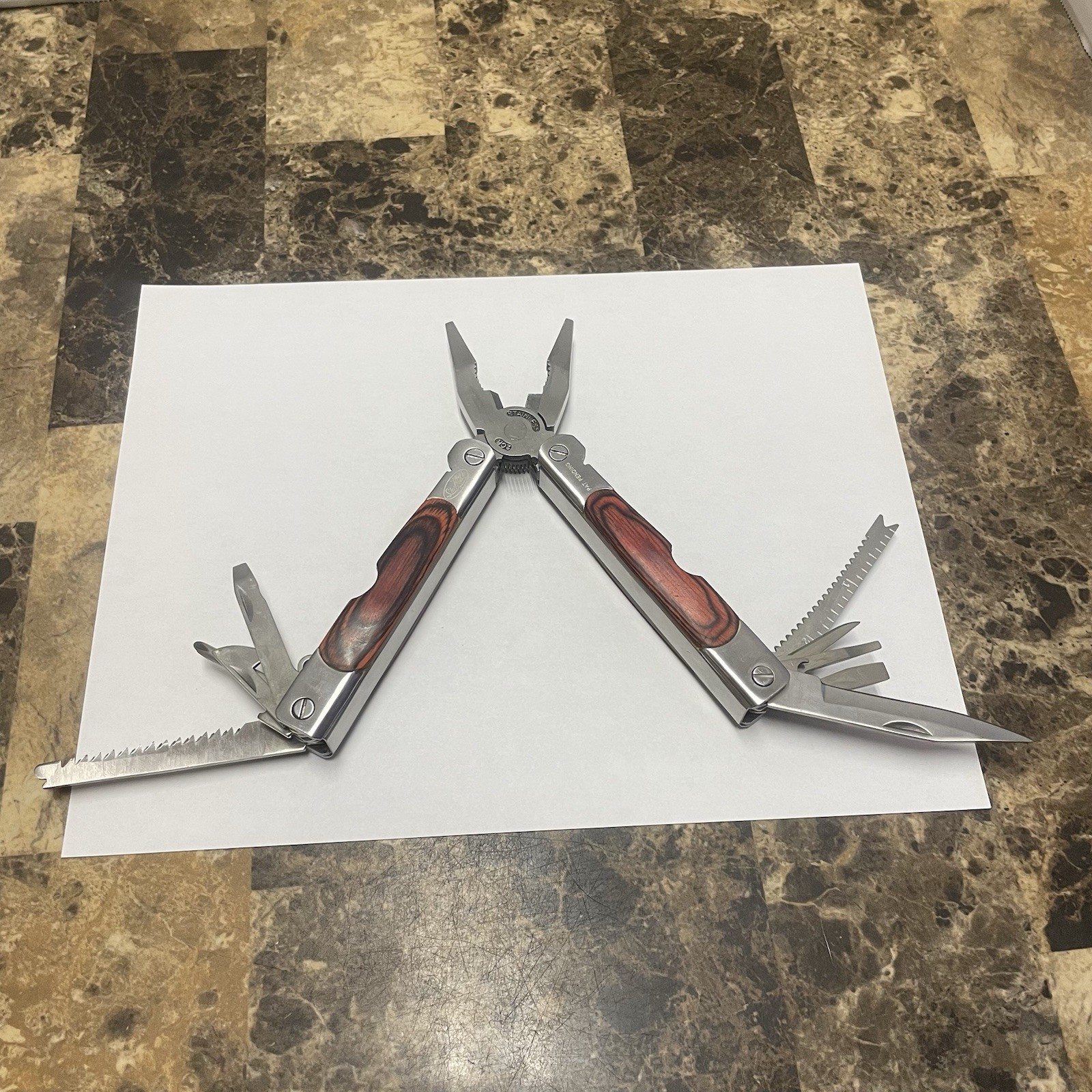 Sheffield 12-in-1 Multi-Tool with Case Hardwood Handle Camping Outdoor Fishing