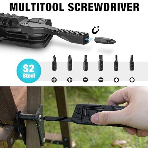 20-in-1 Multitool with Safety Lock, Pocket Knife, Screwdriver, Can/Bottle Opener
