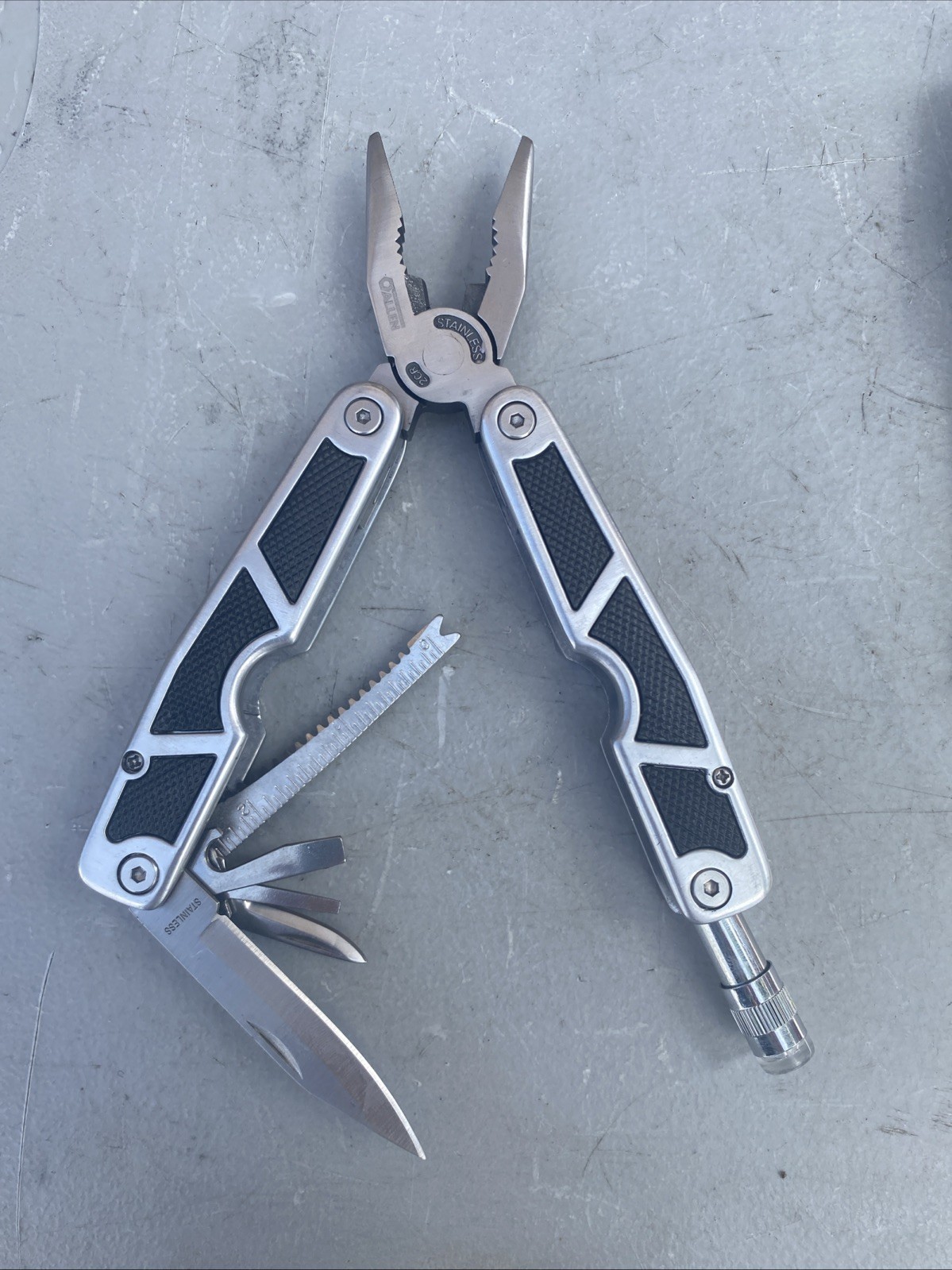 ALLEN Multi-Tool Stainless Steel Plier Knife Serrated Black Silver