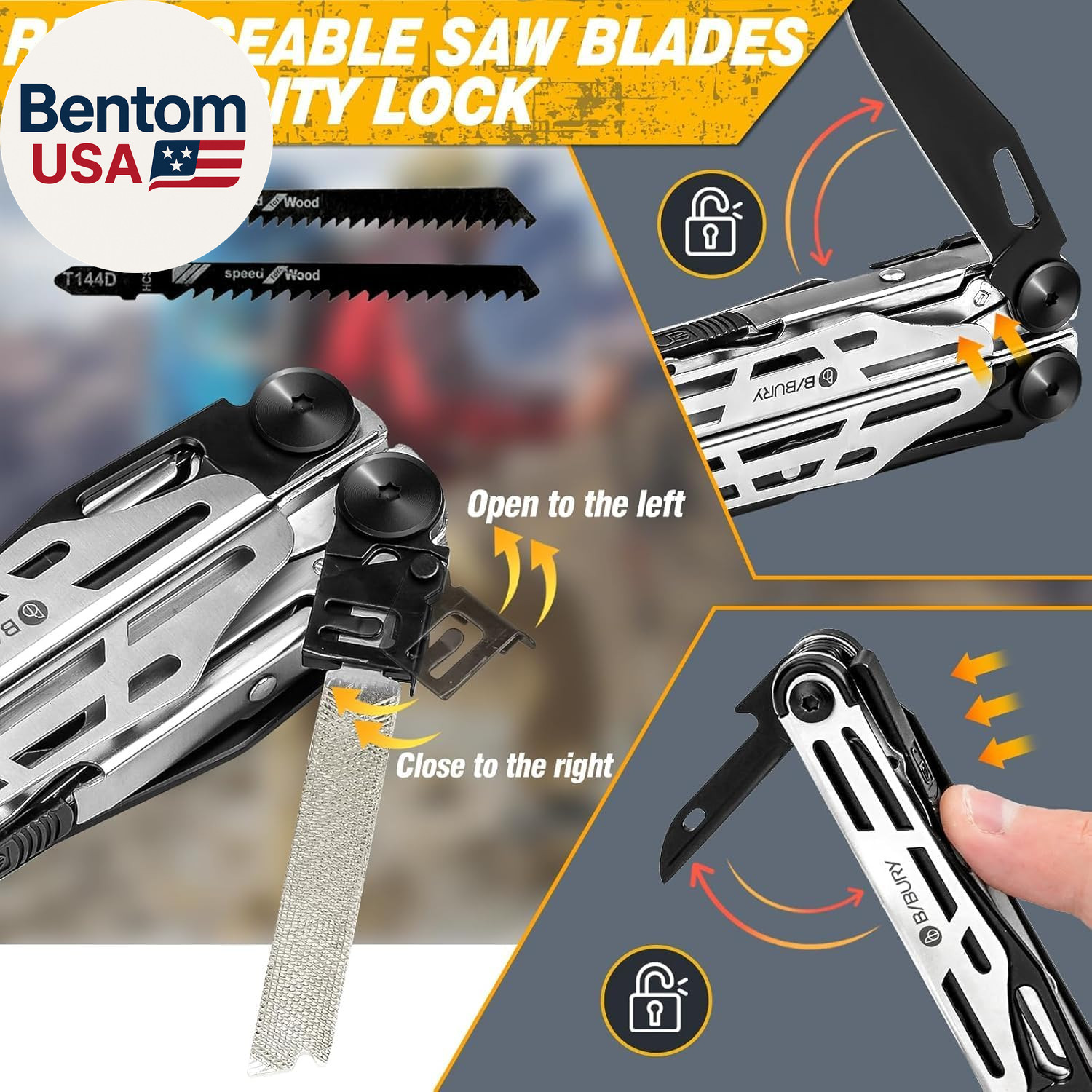 Multitool Pliers Pro BI2045, Stainless Steel 31-In-1 Multi Tool Pliers with Repl