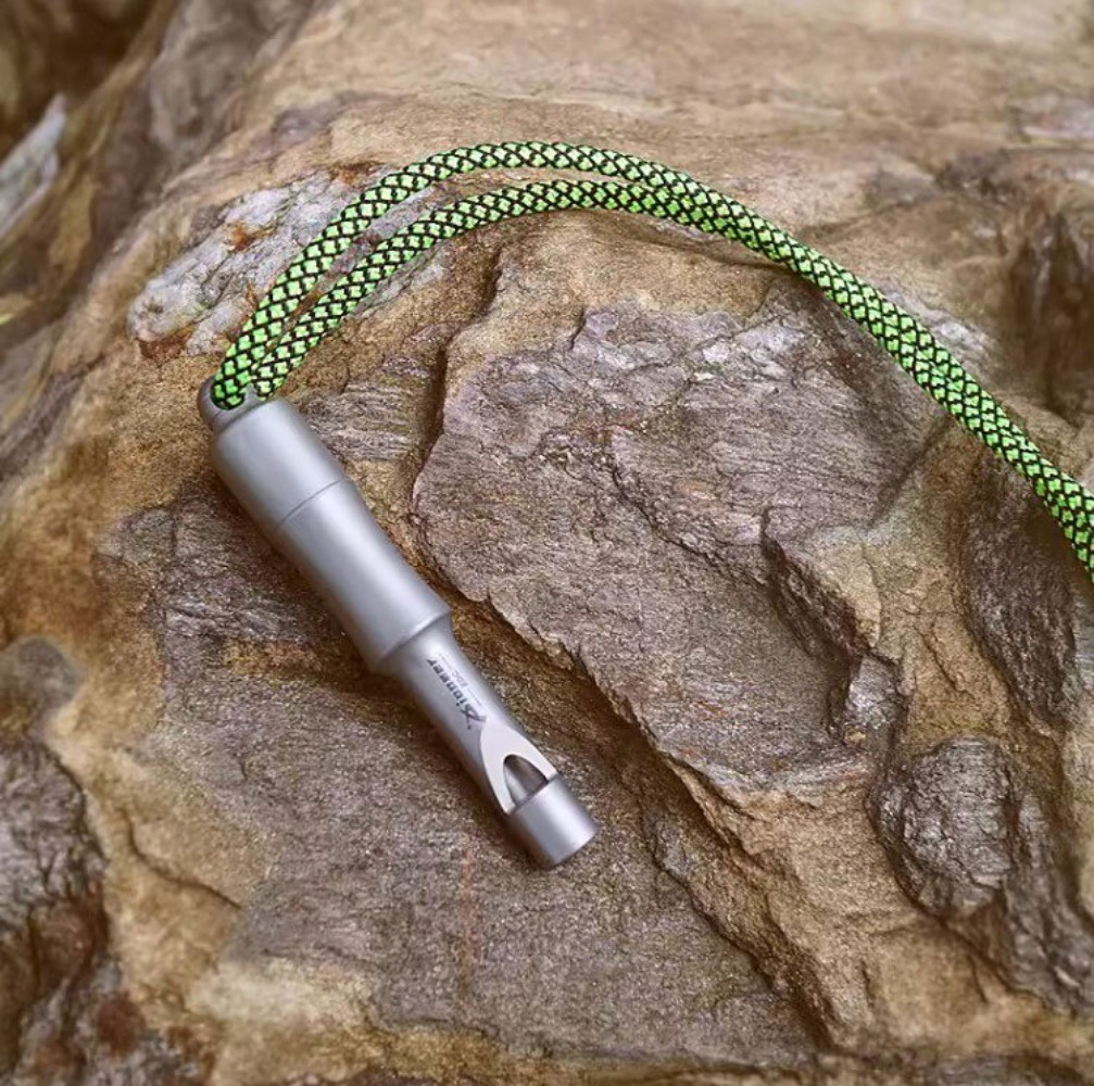 EDC Titanium Alloy Keychain Whistle w/ Waterproof Storage Box Outdoor Multi Uses