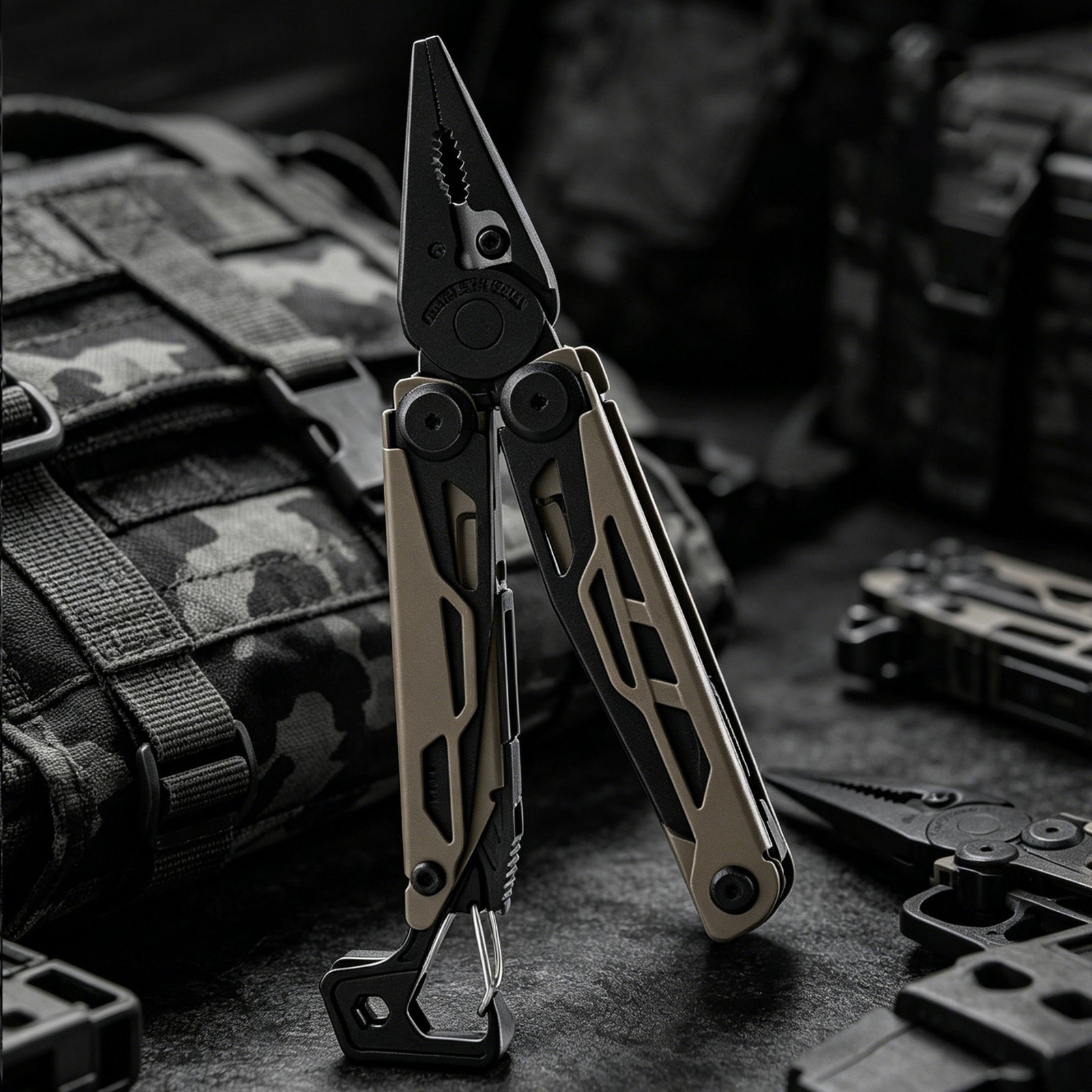 Folding Multi Tool Pliers with Carabiner Portable EDC Repair Tool for Outdoor