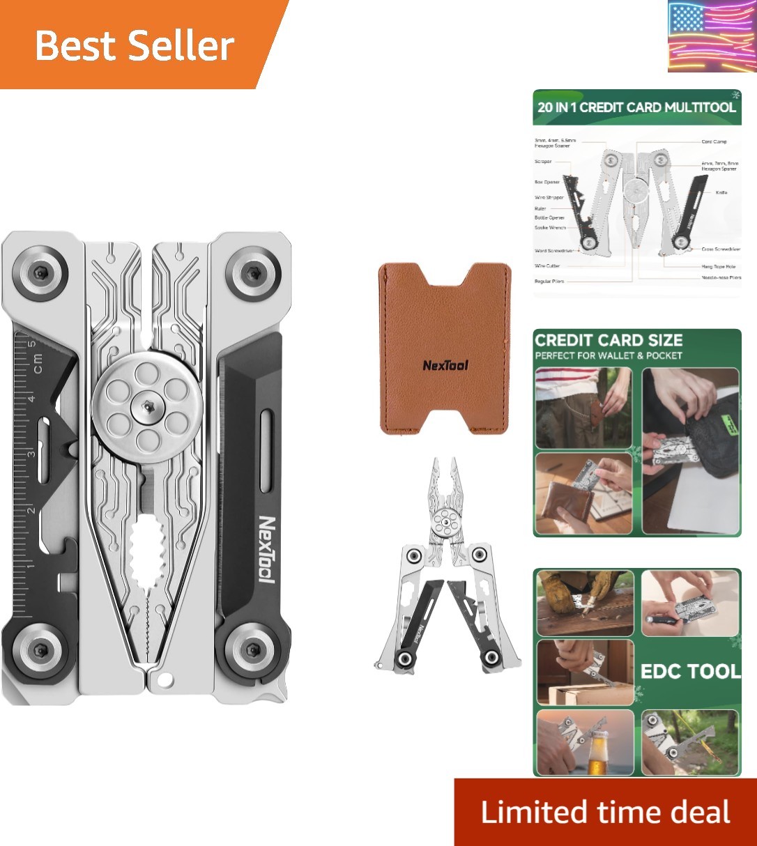 Folding Credit Card Multitool Wallet Multi Tool, 20 in 1 Stainless Steel Wall…