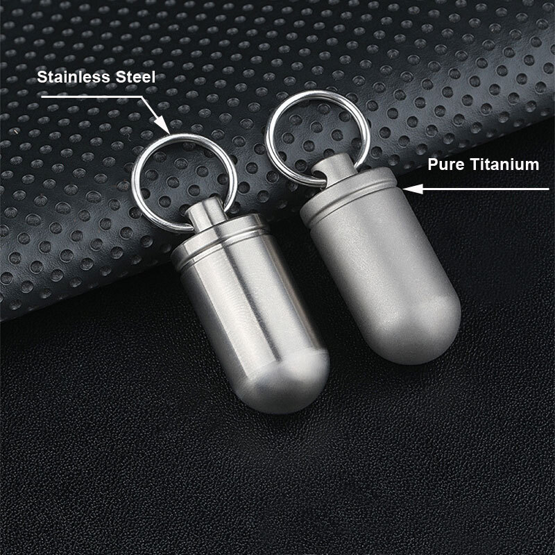 Mini Titanium Waterproof Box Sealed Storage Tank Outdoor Pill Container EDC