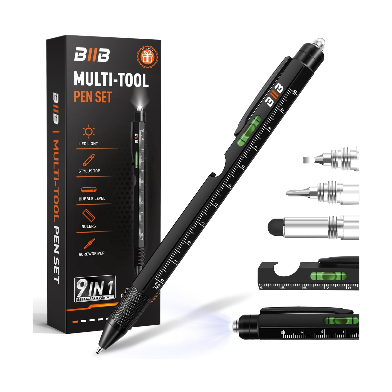 BIIB Gifts for Men, Valentines Day Gifts for Him, 9 in 1 Multitool Pen, Mens …