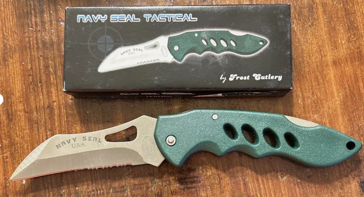 3-set Frost Cutlery Pocket Knives: Big Buck Down/Navy Seal Tactical/Eagle EyeIII