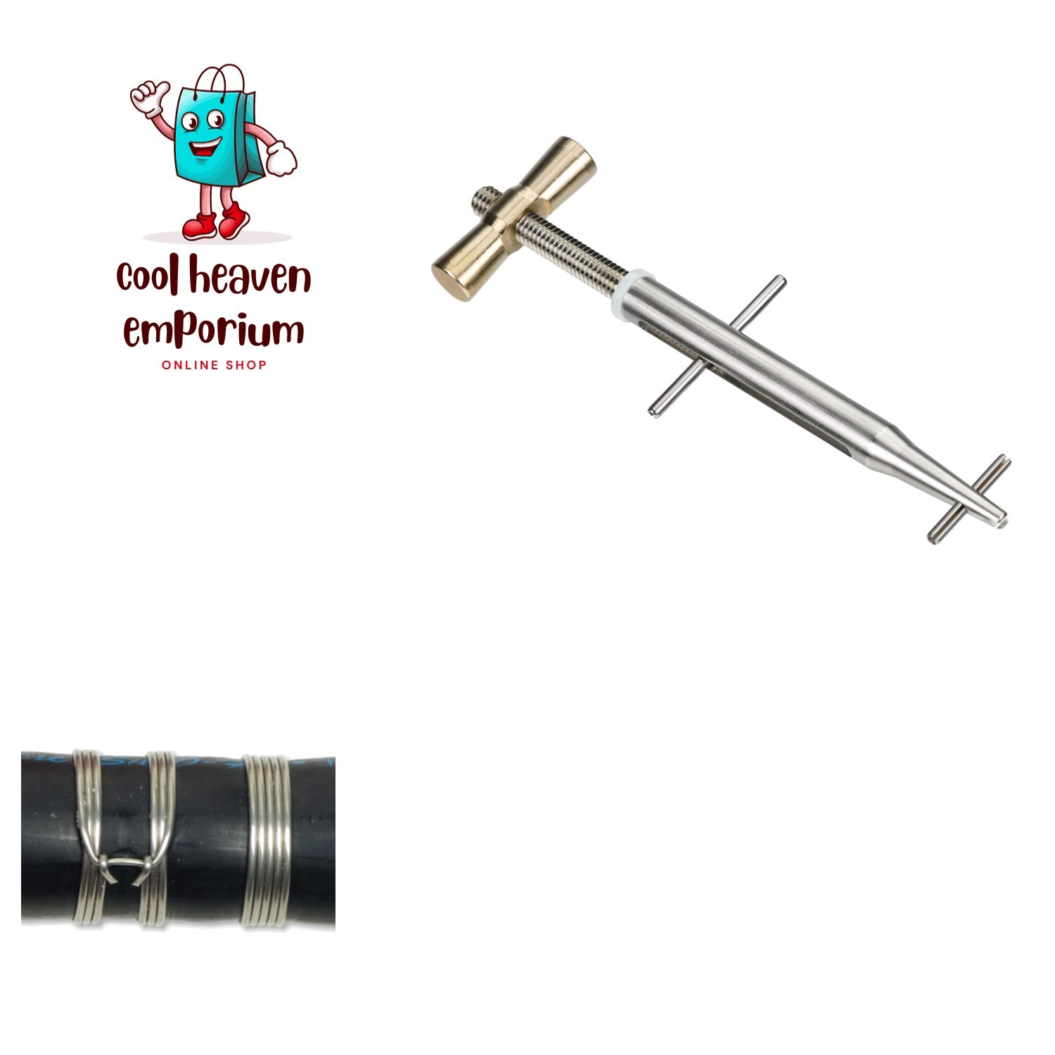 Elegant Bronze T-Bar Nut and Stainless Steel Wire Tool – Ideal for Professionals