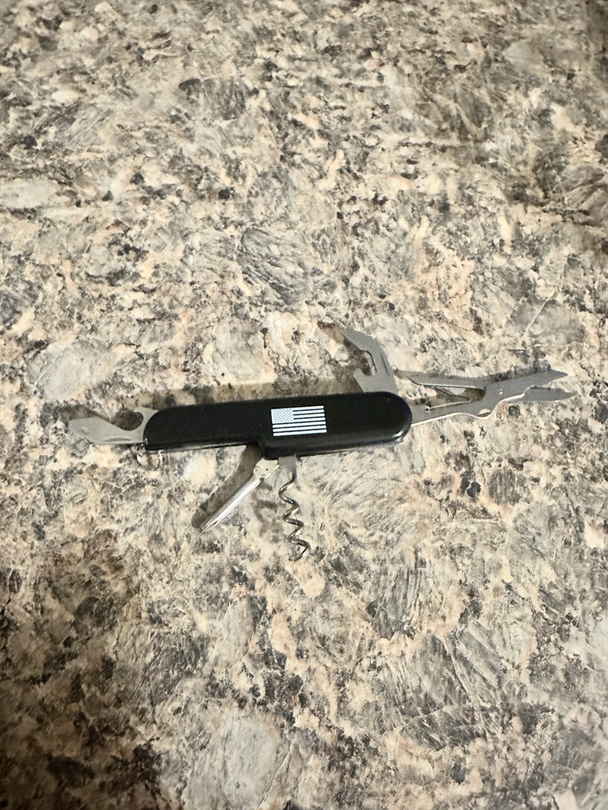 American Flag Multitool Keychain Black Pocket Tool USA Classic Vintage Outdoor
