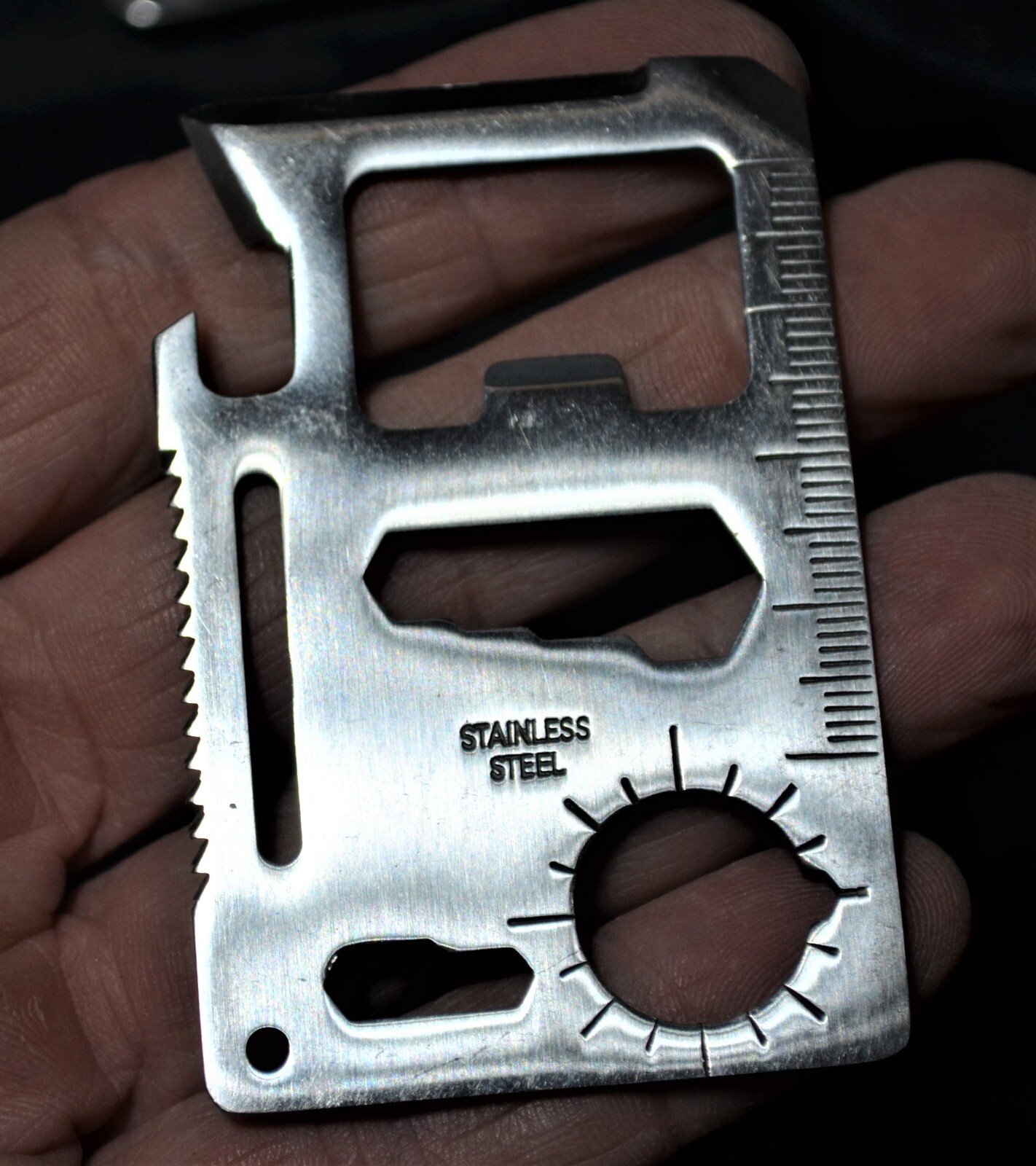 Wallet Multi Survival Tool Stainless Steel Credit Card Size Thin 11 in 1 Silver