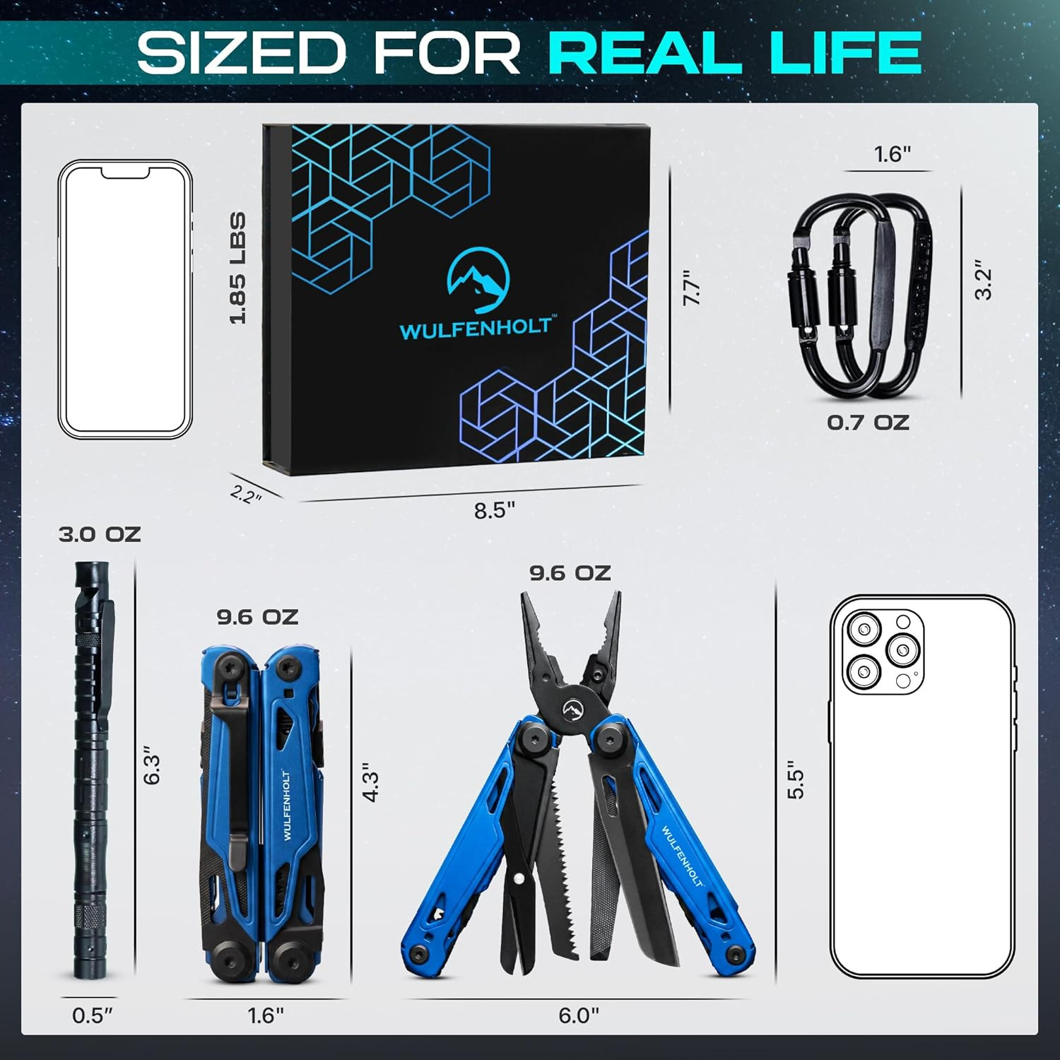 17-In-1 Multitool Pliers with Large Scissors | 6-In-1 Tactical Pen & Carabiners