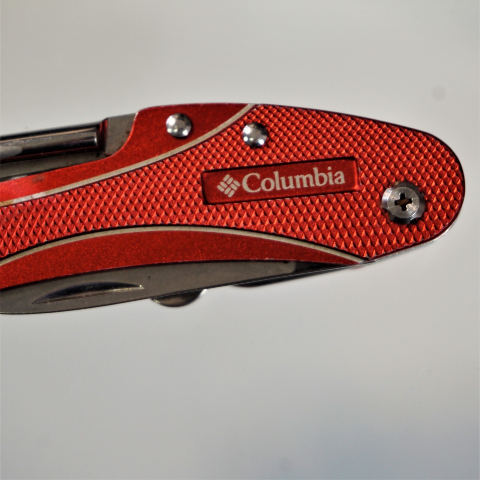 Columbia Pocket Knife Field Gear Fire Red Multi Tool 10 Function
