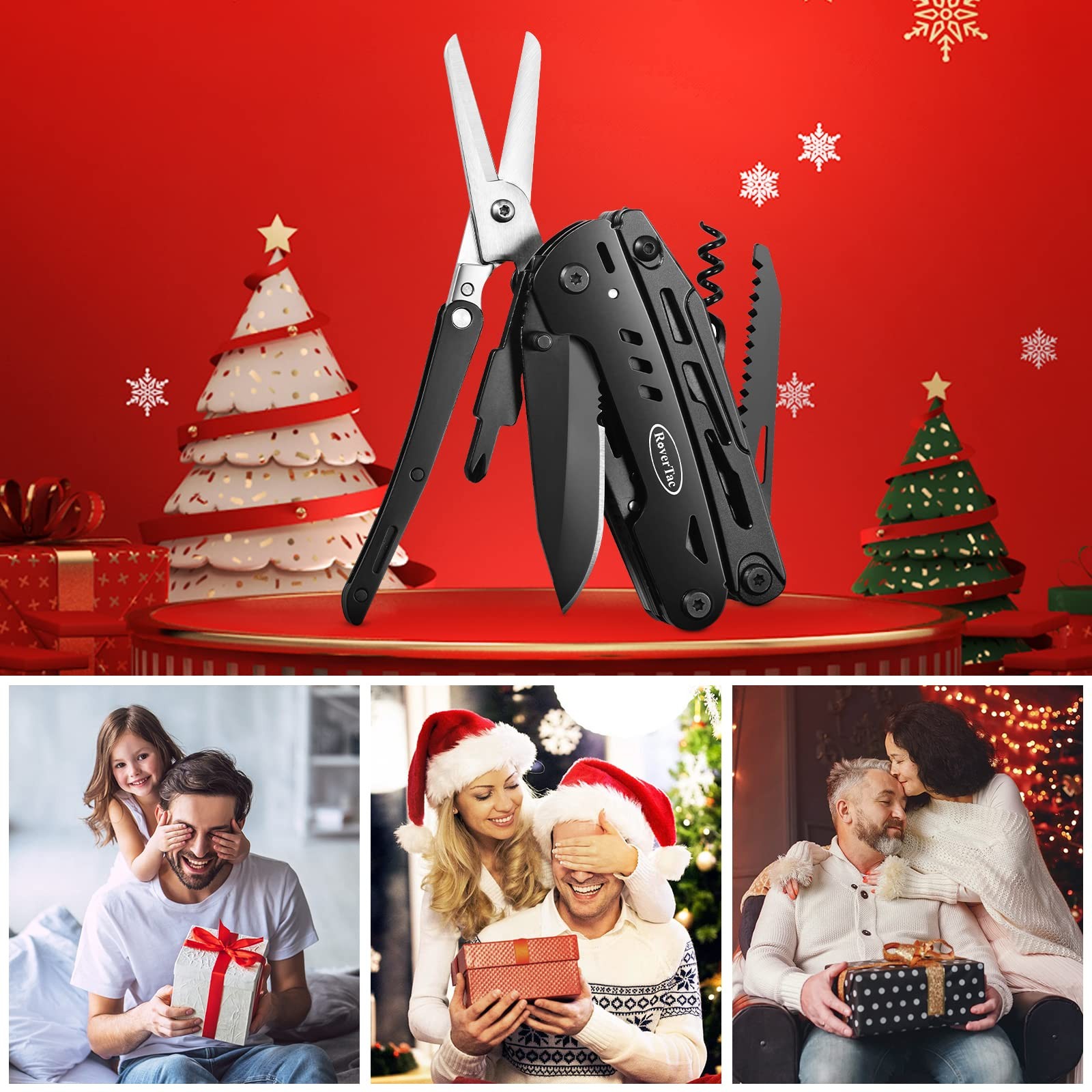 RoverTac 18-in-1 Multitool Pocket Knife with Pliers, Saw, Corkscrew Detachab…
