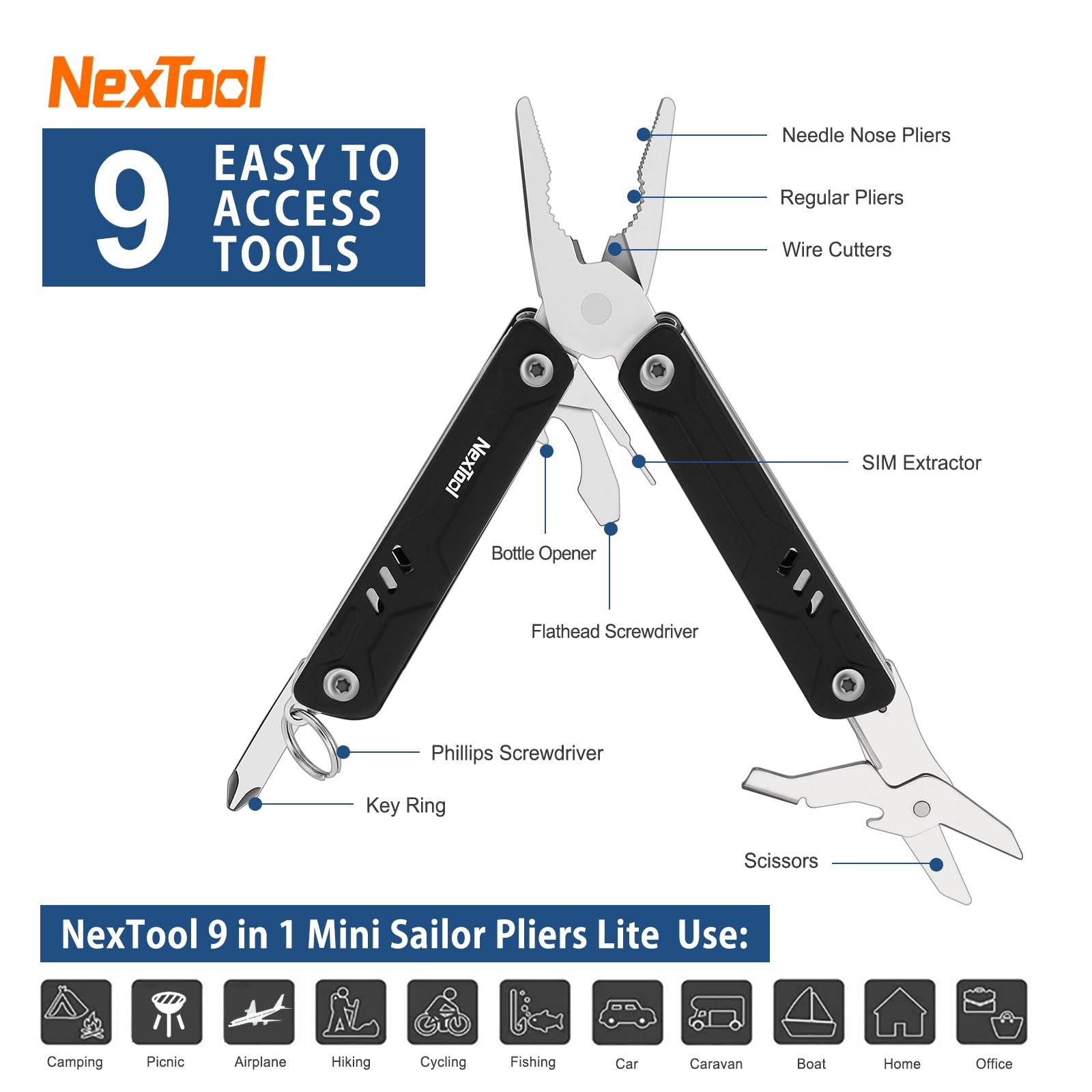 Mini Multitool – 9 in 1 Keychain Multitool with Needle Nose Pliers, Scissors,…