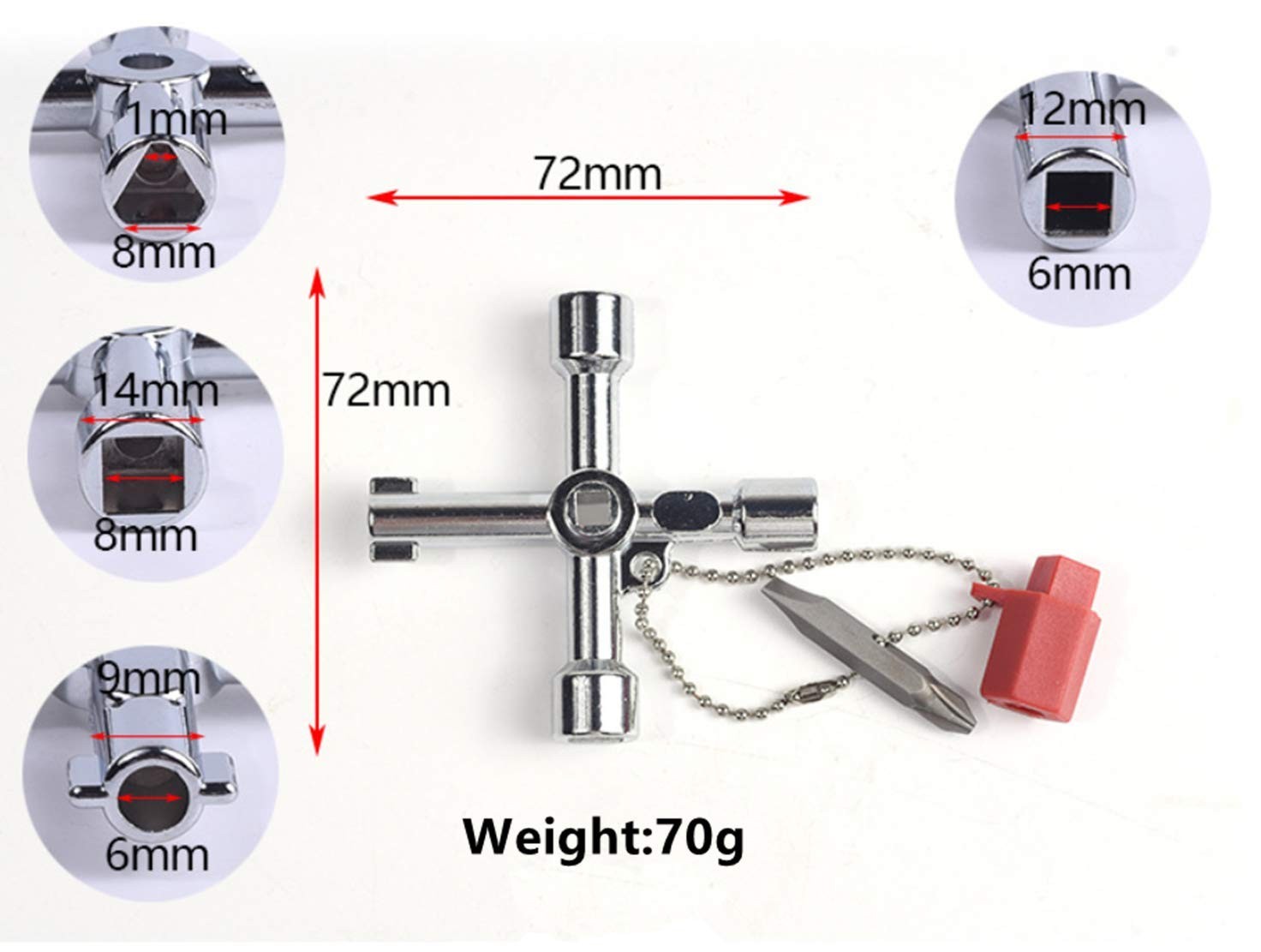 4 in 1 Universal Cross Triangle Square Round Key Alloy Wrench Elevator Tool