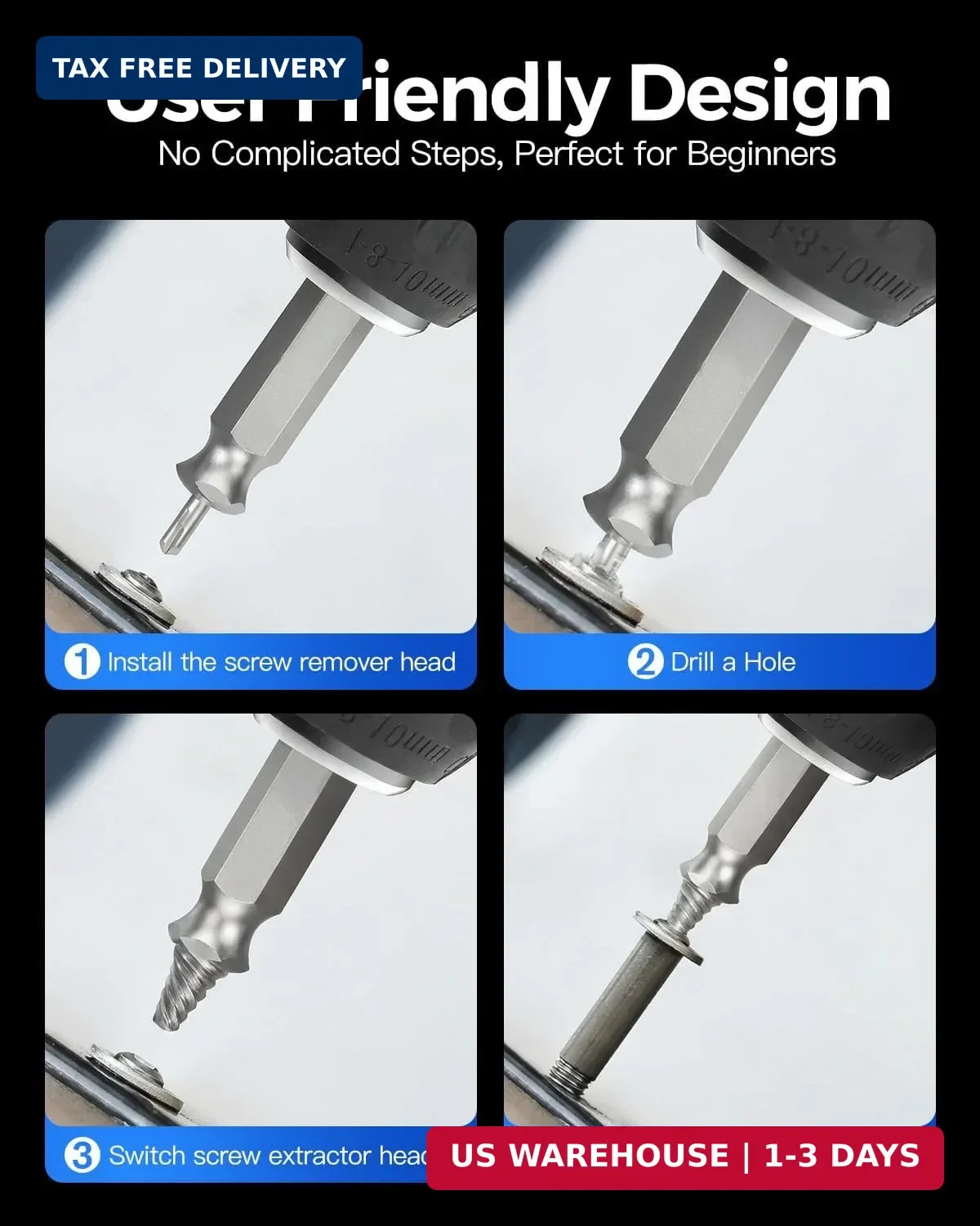 Gifts for Men, Damaged Screw Extractor Set – Remover for Stripped Head Screws Nu