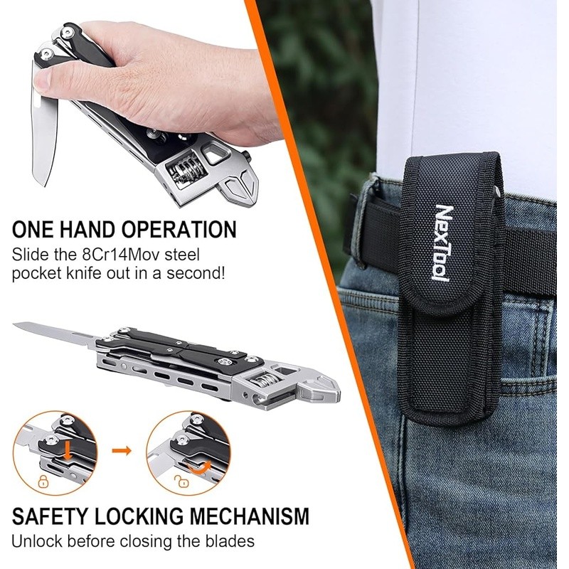 11-in-1 Adjustable Ratchet Wrench Multitool W/ Pliers Knife Saw EDC Tool New