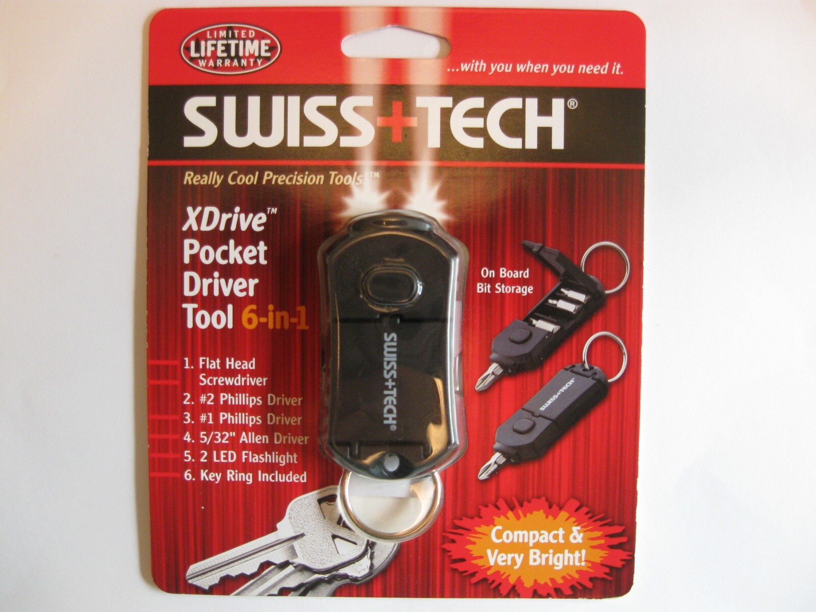 Swiss+Tech XDrive Pocket Driver 6-in-1 Tool – Key Chain – New