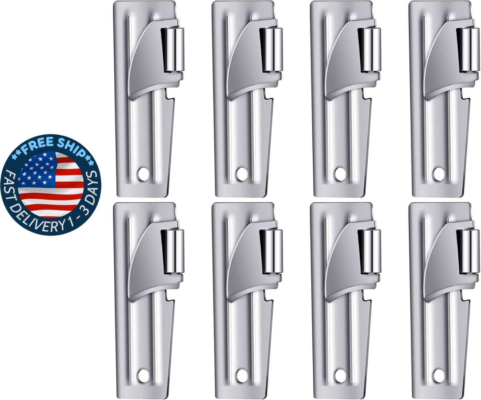 Abrelatas de acero inoxidable para camping, para supervivencia (8 piezas)