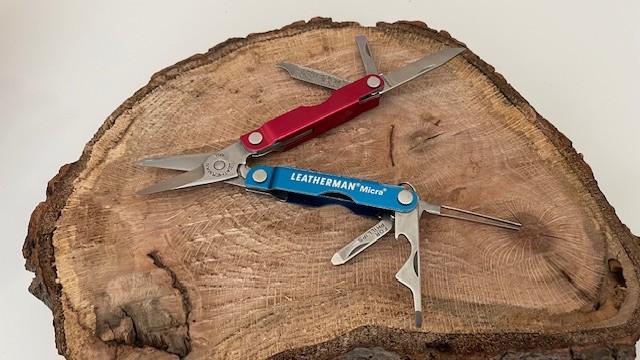 Leatherman Micra Multi Tool Stainless Steel Red& Blue Anodized Handled Scissors