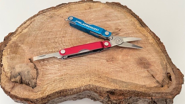 Leatherman Micra Multi Tool Stainless Steel Red& Blue Anodized Handled Scissors