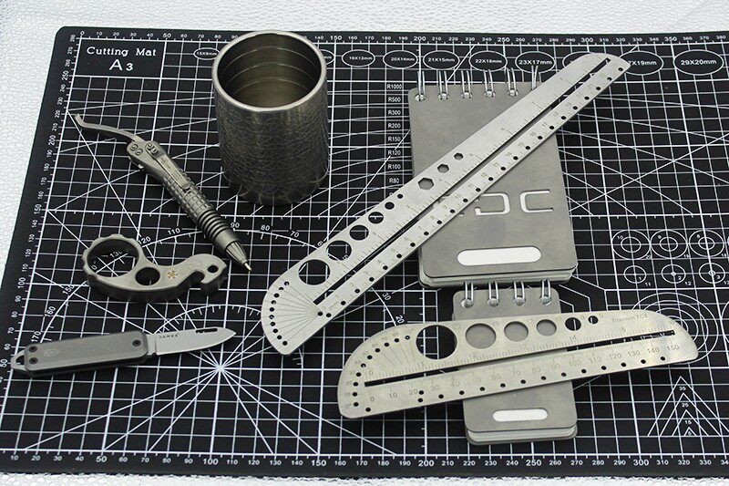 Titanium alloy / 3CR Stainless steel – Ruler Protractor Compass Angle Measuring