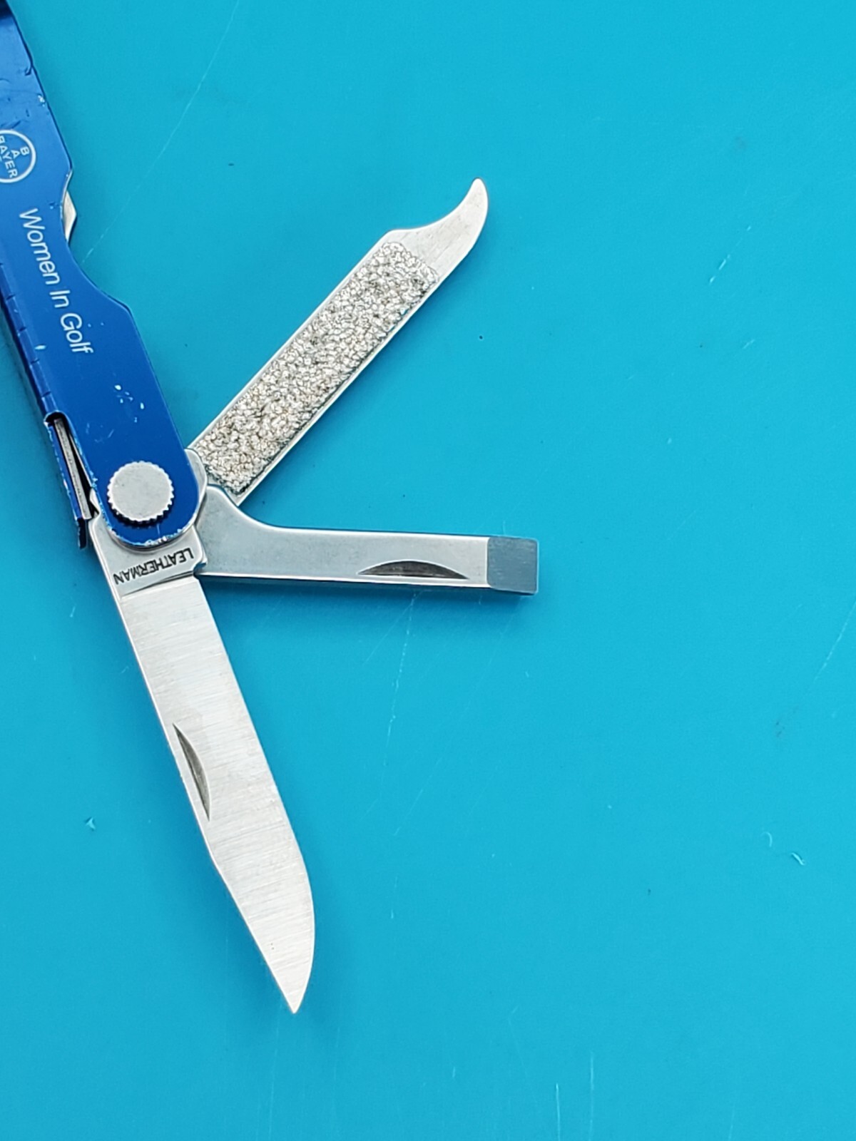 Leatherman Micra Blue Multi-Tool, Knife, Scissors, Key Ring! BAYER WOMEN IN GOLF