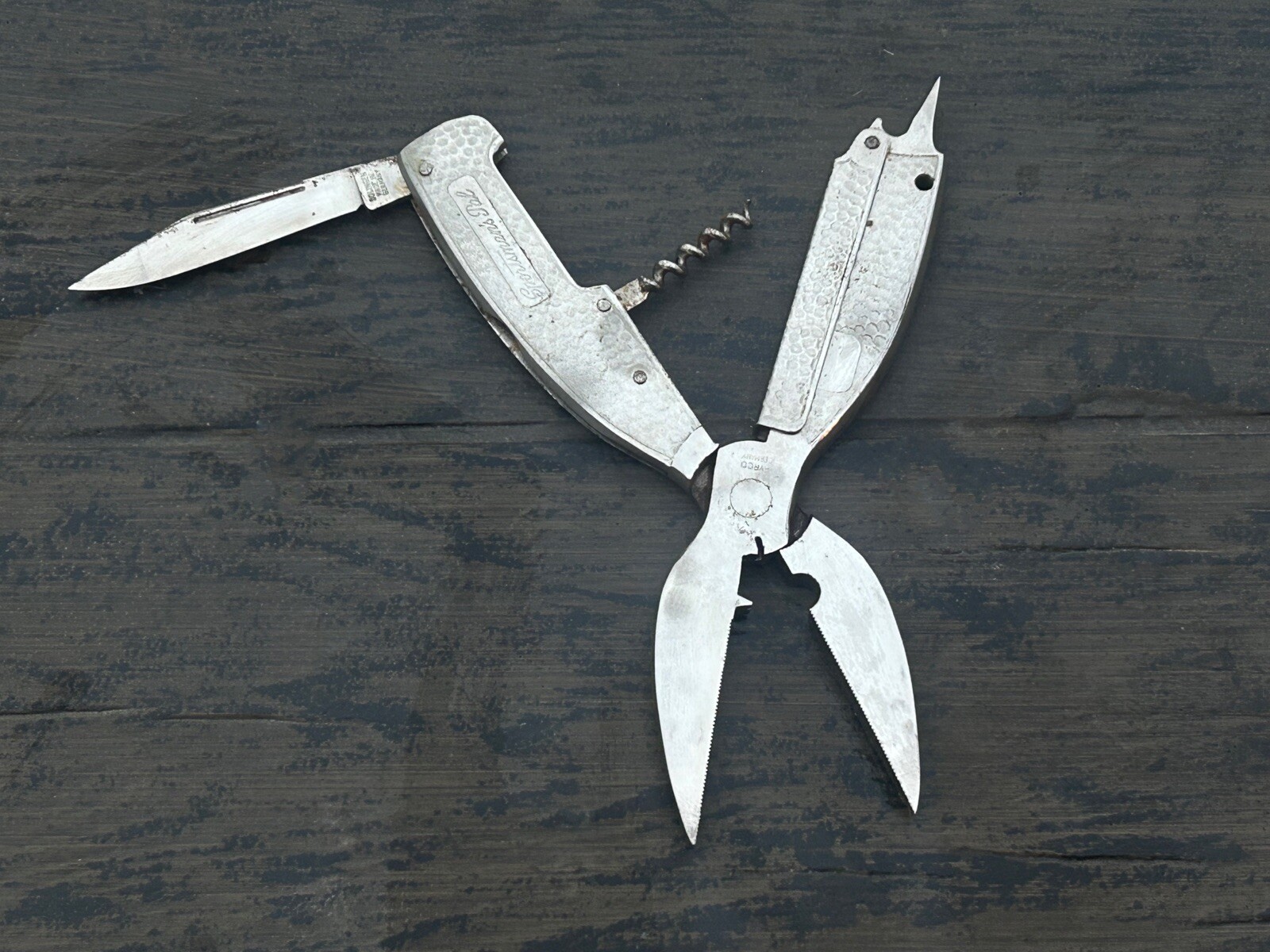 VTG Fyrco Sportsmans Pal Solingen Germany Multi Tool Pliers w/ Leather Sheath
