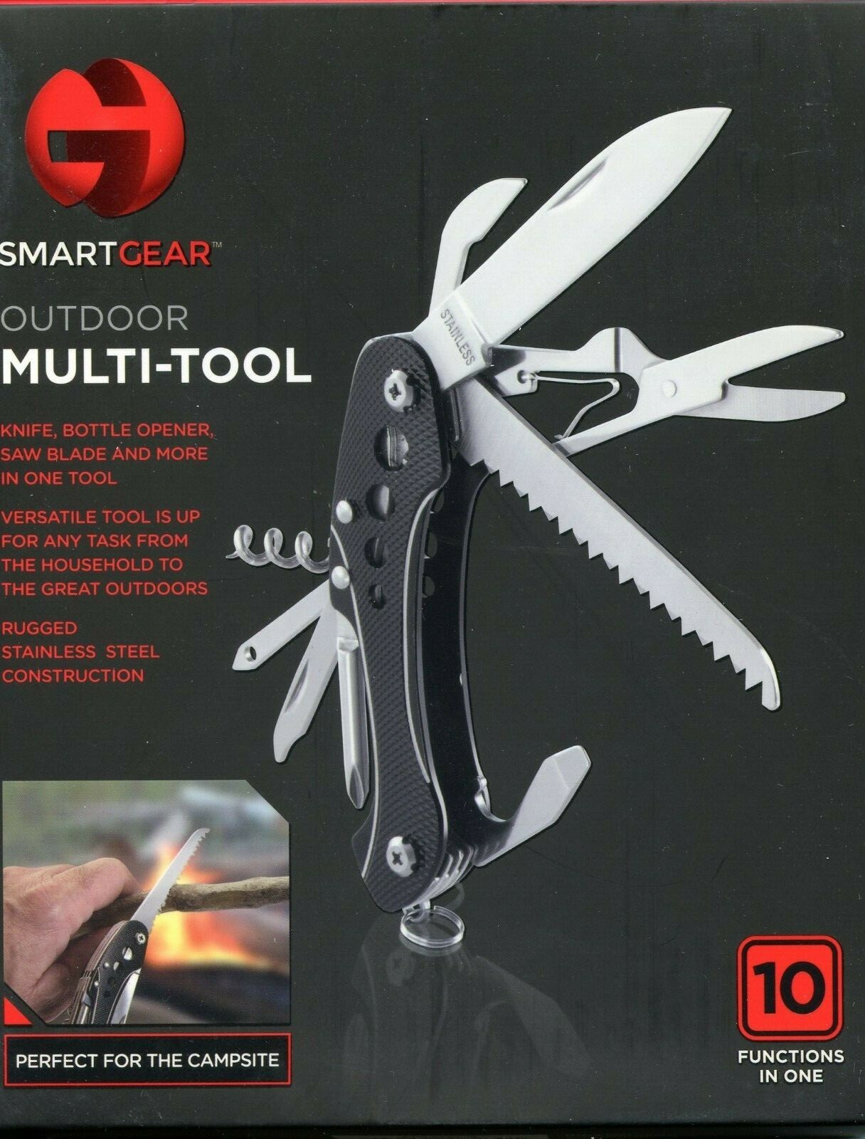 SmartGear Multi-Tool 10 Function Outdoor Pocket Tool Black New in box