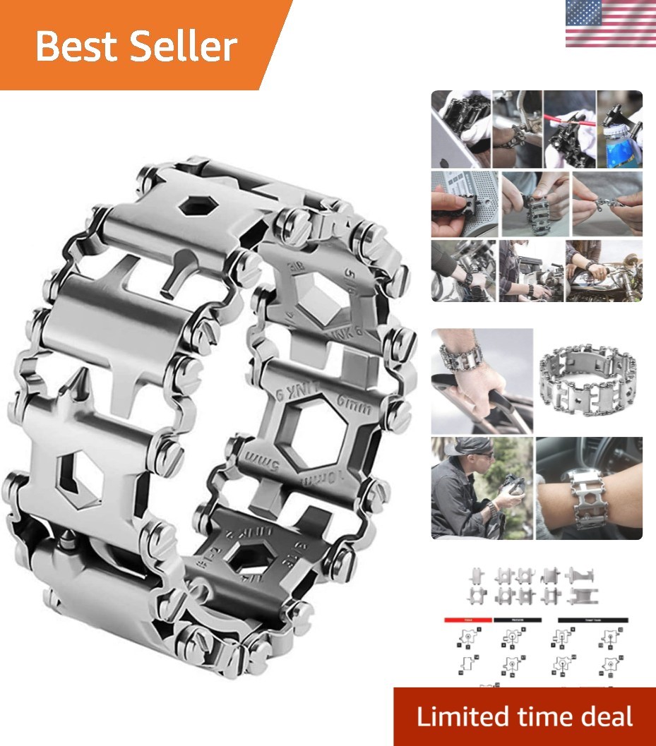 29-in-1 Stainless Steel Multitool Bracelet for Modern Adventurers – 8.55 Inches