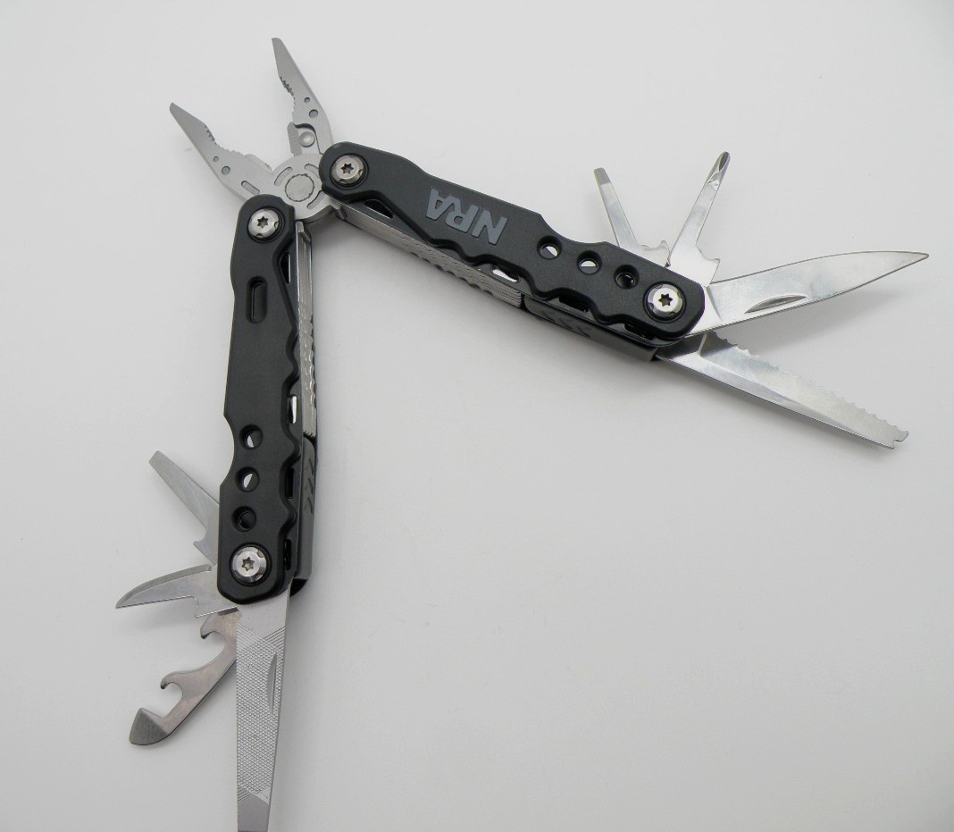 NRA Multi-Tool With Black Nylon Belt Case 22 Tools Survival Camping Handyman
