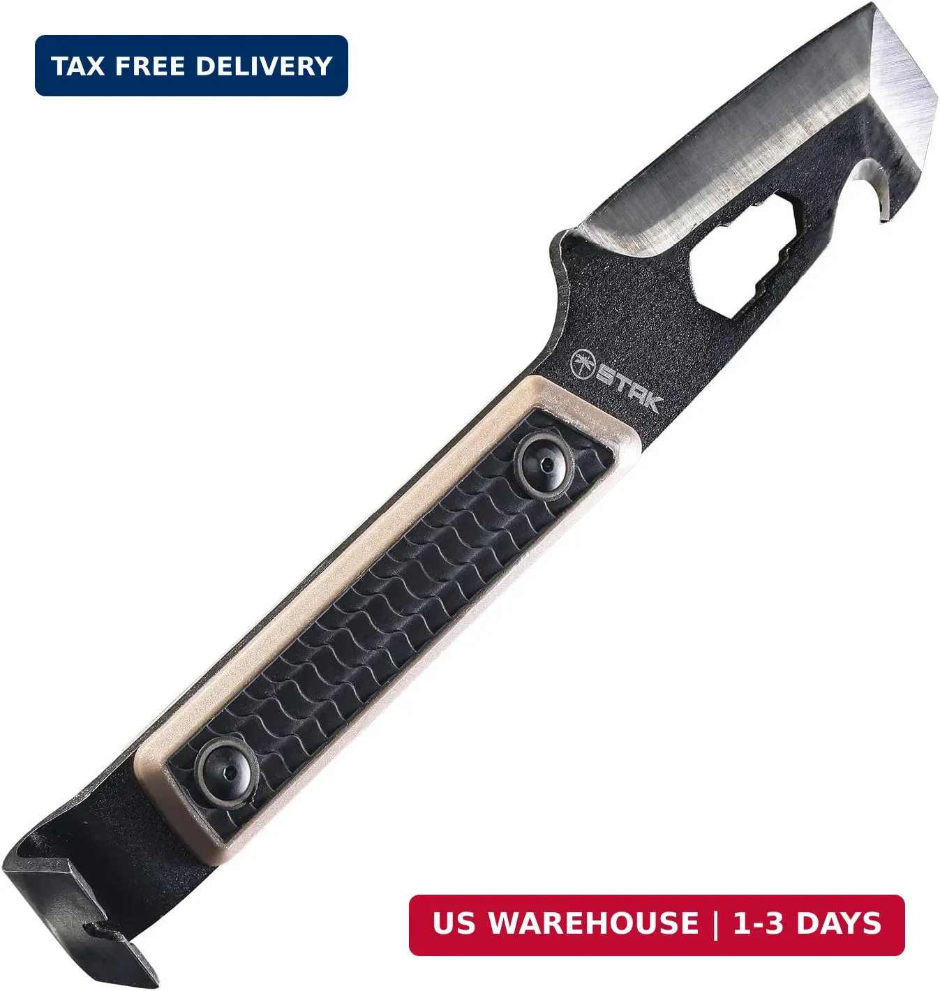 STAK 11815 Tac EDC Pry Bar, 10″ EDC Multitool, 420 Stainless Steel Blade with…