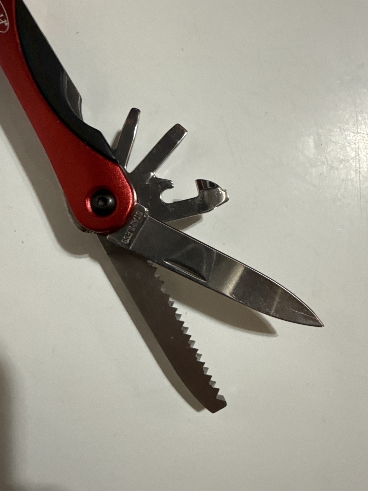 SHEFFIELD Stainless Steel Multi Tool w/Belt Pouch Sheath Case Anodized Red 10in1