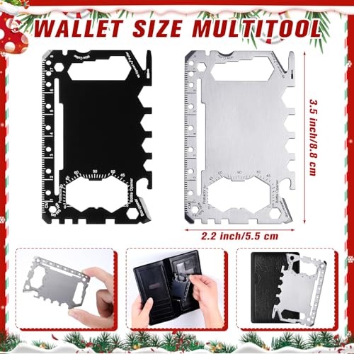 12 Pcs Credit Card Wallet Multitool 46 in 1 Metal Black, Silver Classic Style