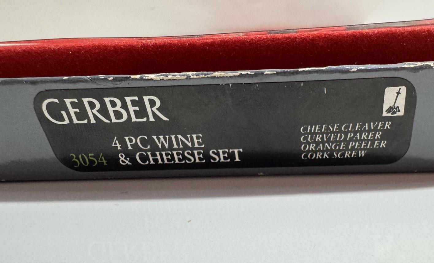 GERBER 3054 Gormet Gadgets 4 Pc Knife Set Cheese Knives & Wine Opener
