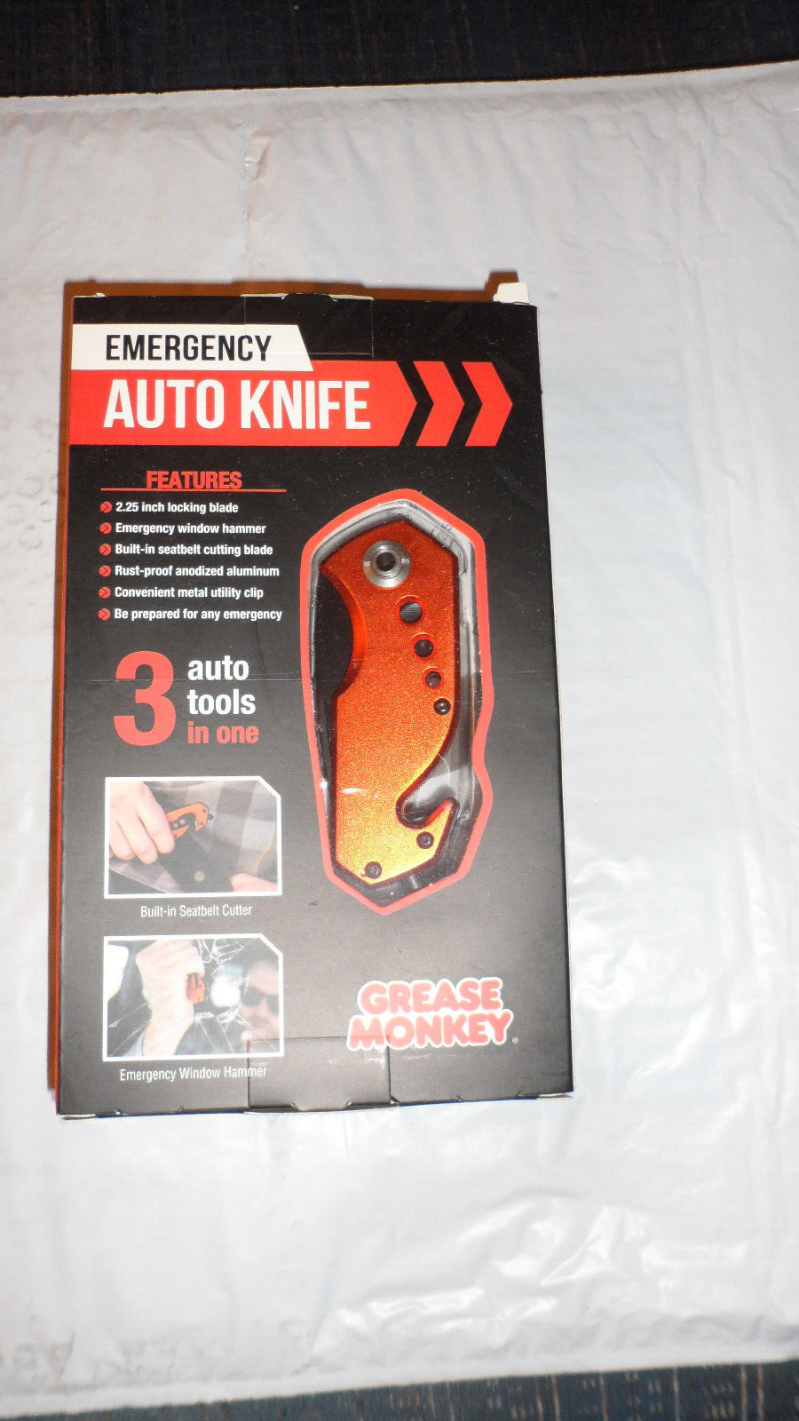Grease Monkey Auto Emergency Knife 3 Tools In One