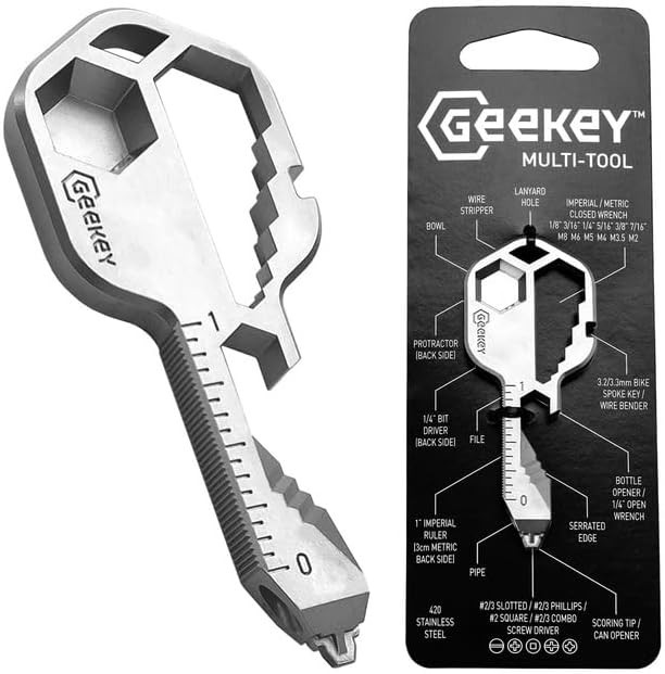 Keychain Multitool Stainless Steel 16+ Functions Bottle Opener Travel EDC