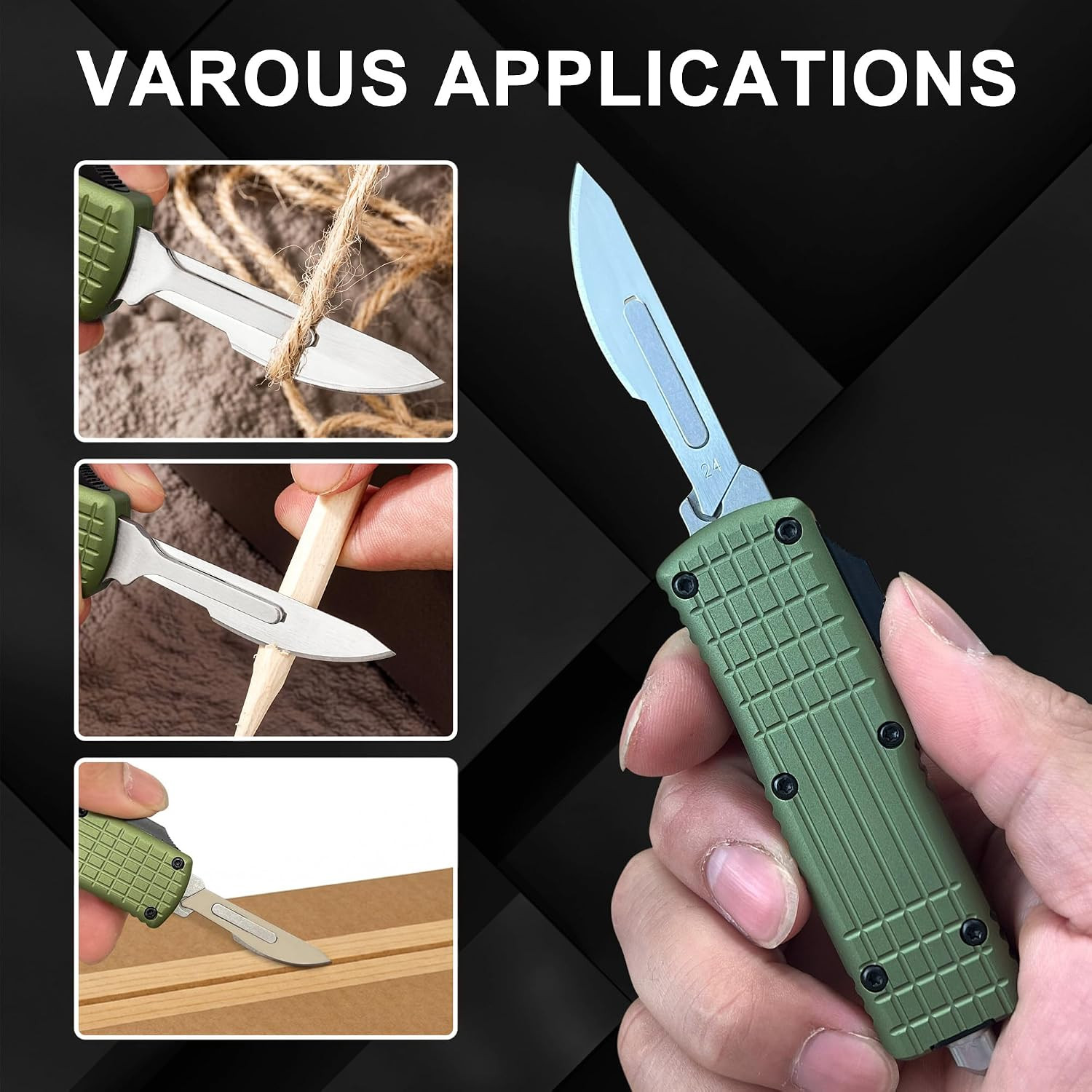 Auto Retractable Scalpel Knife, EDC Double Action Automatic Retracting Pocket Kn