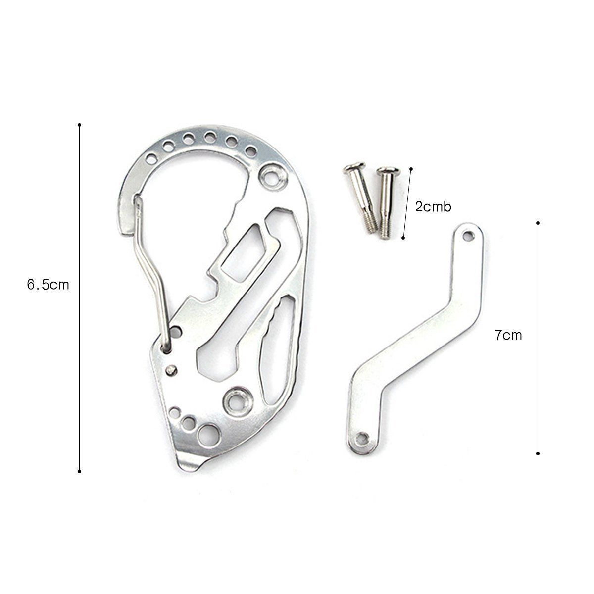 Stainless Multi Tool EDC Pocket Survival Carabiner Screwdriver Keychain Wrench