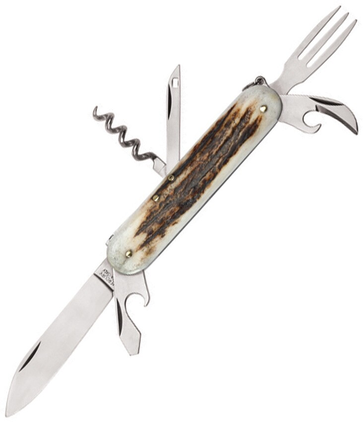 Mercury Multi-Purpose Knife Steel Blades Stag Handle Stainless Components 9136DC