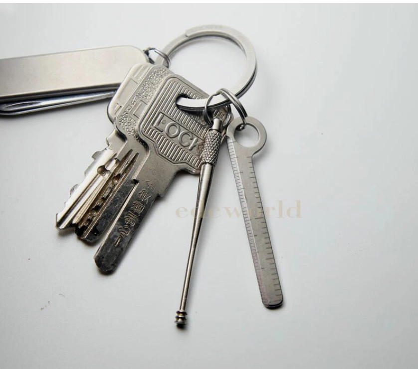 Mini EDC Portable TC4 Titanium Micro Ruler Key Chain Pendant w/ Key Ring M-03R