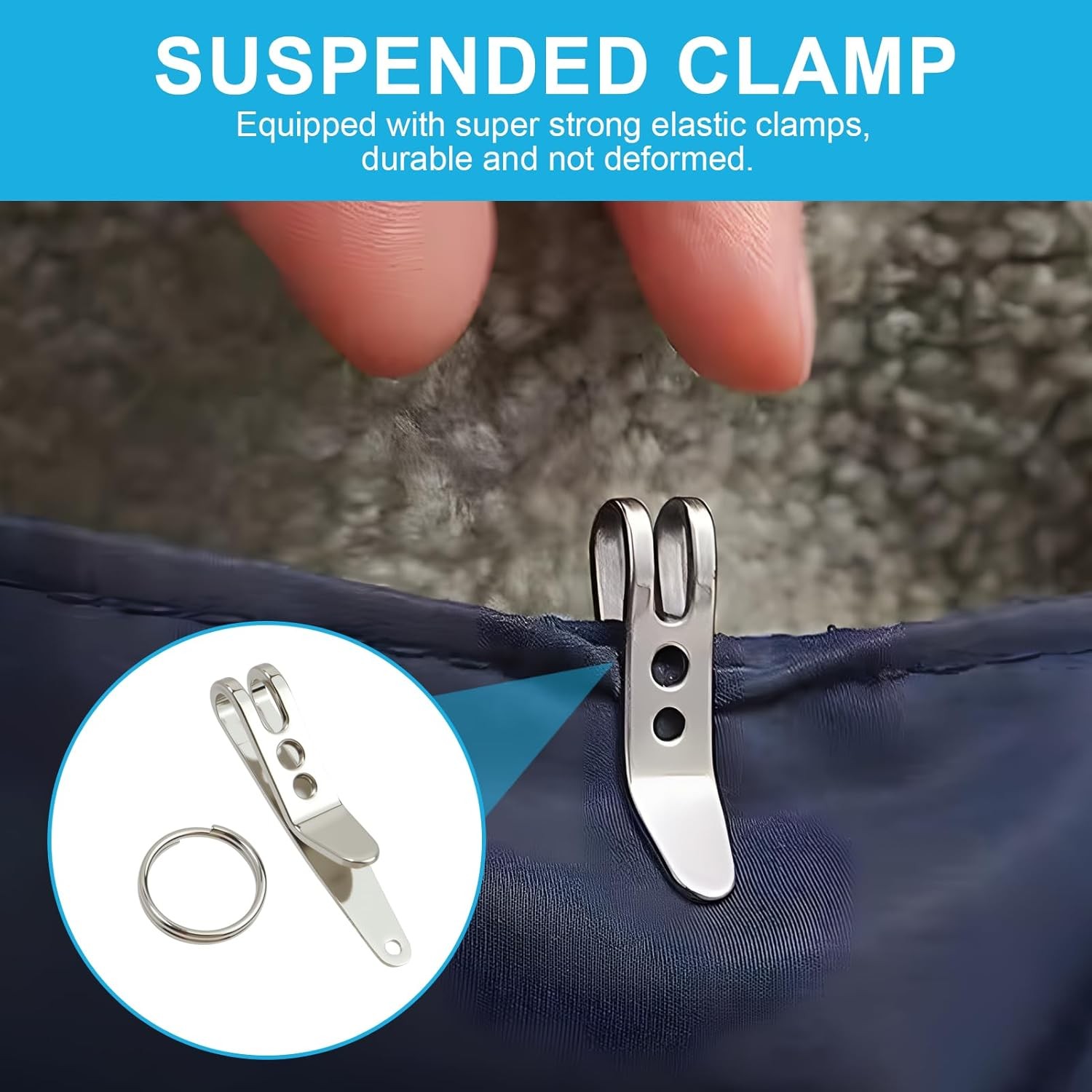 10-Pack Stainless Steel Deep Carry Pocket Clips with Key Rings for EDC & Gear