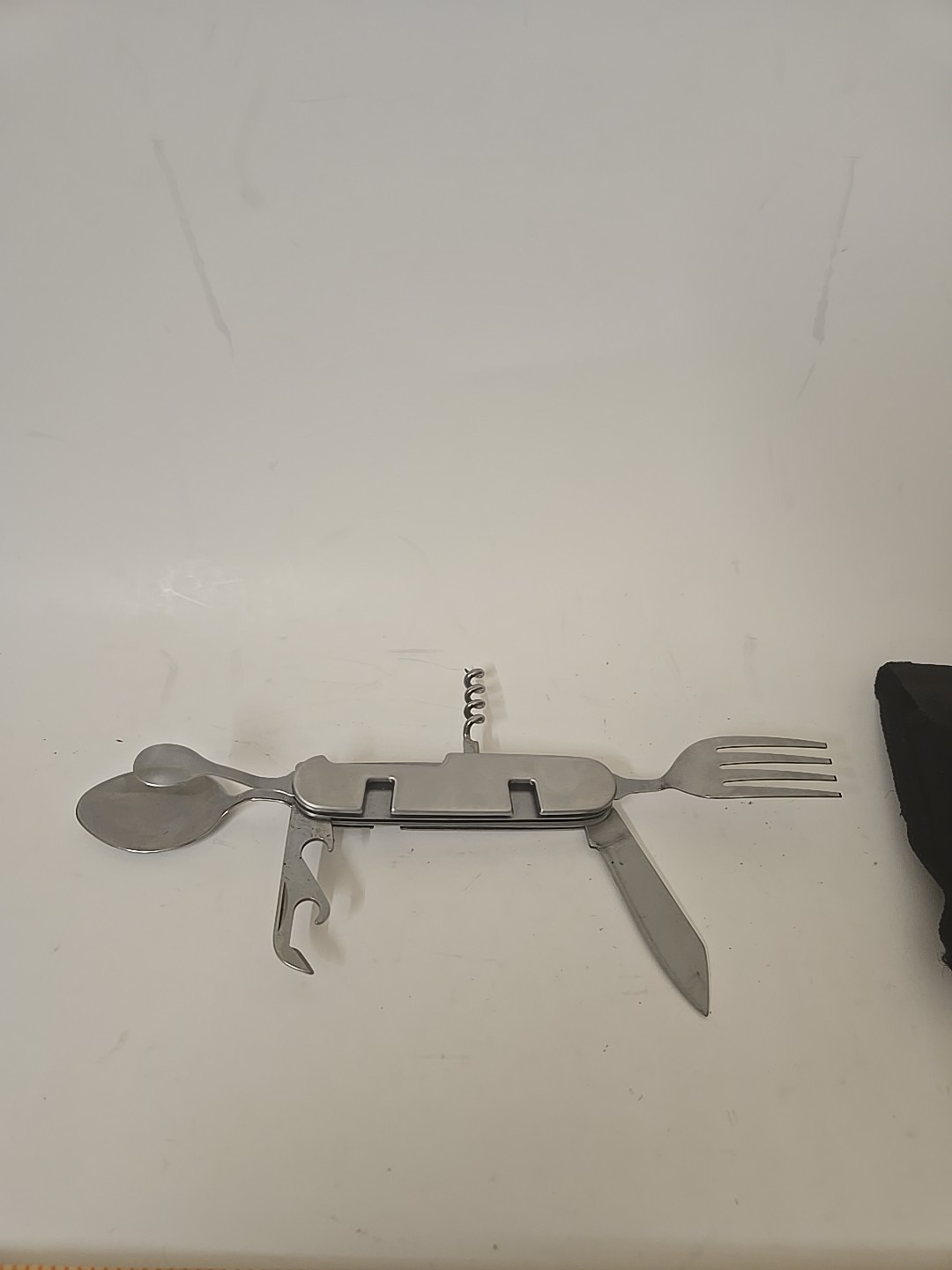 RARE VINTAGE CRIVIT CB-7429 FOLDING TRAVELING CAMPING EATING MULTI-TOOL SILVER